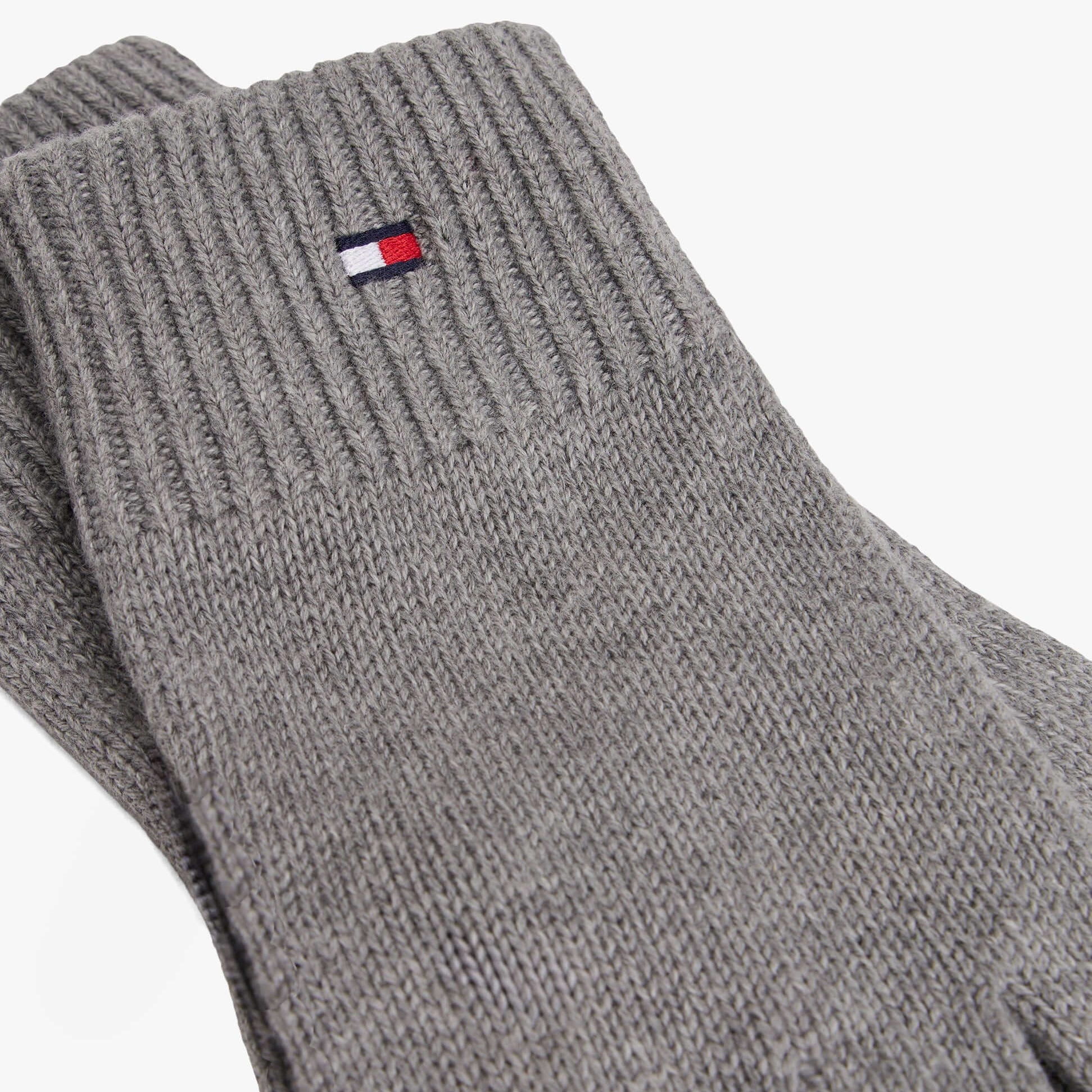 Tommy Hilfiger Mens Flag Embroidery Gloves With Cashmere Grey