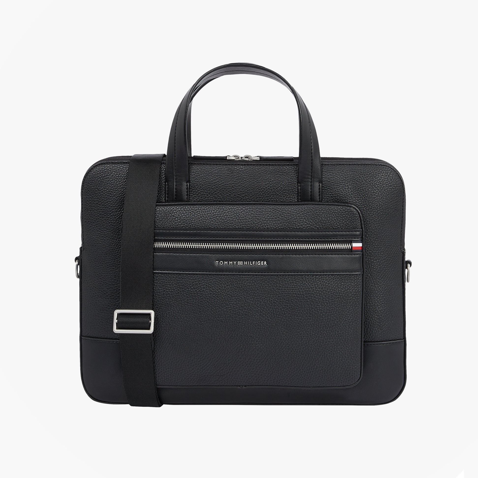 Tommy Hilfiger PEBBLE GRAIN METAL LOGO Mens Laptop Bag Black