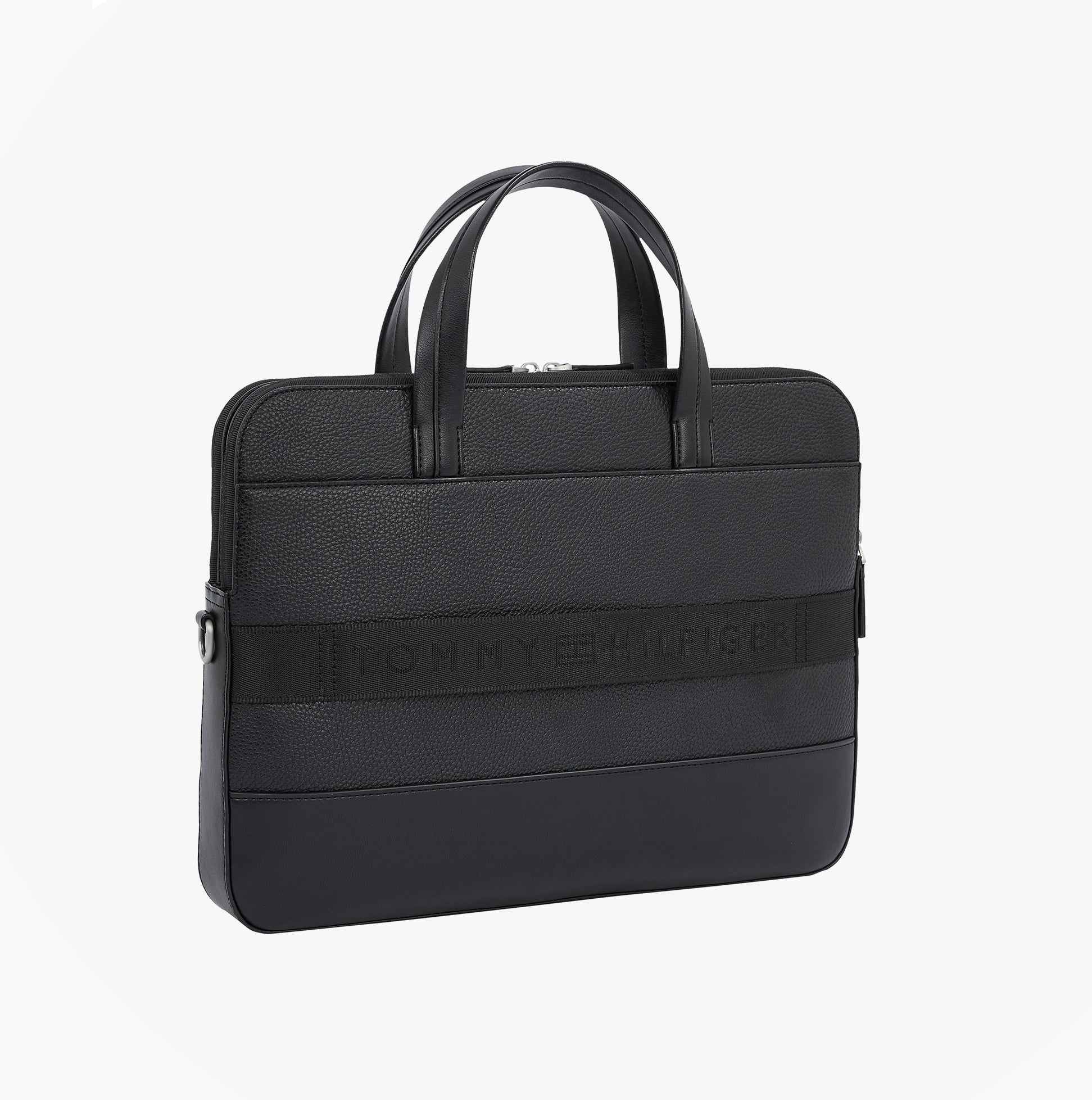 Tommy Hilfiger PEBBLE GRAIN METAL LOGO Mens Laptop Bag Black