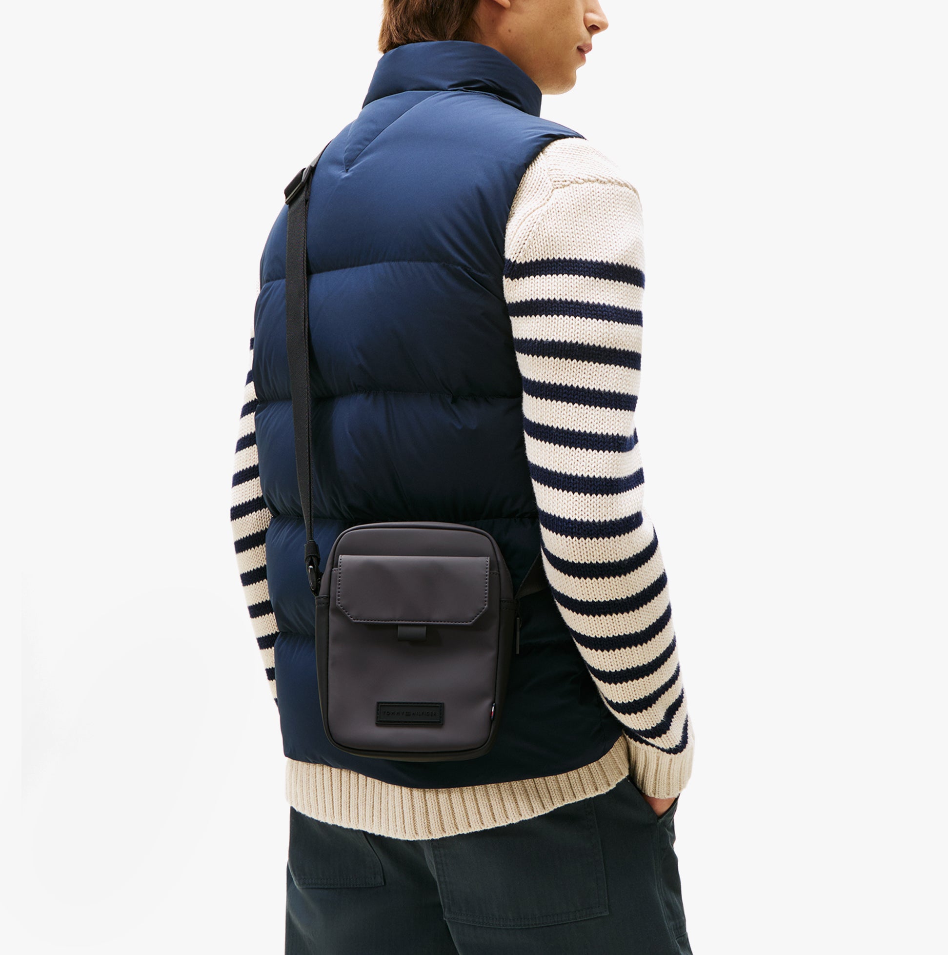 Tommy Hilfiger MINI REP Mens Crossbody Bag Charcoal Gray