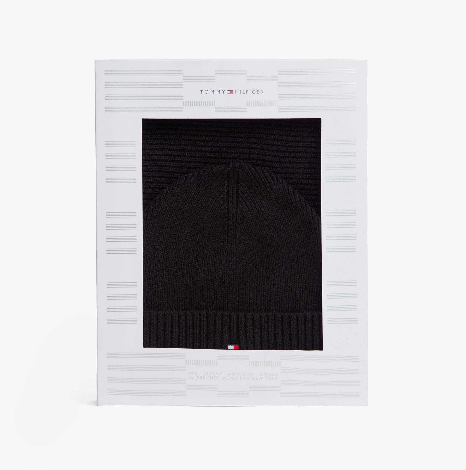 Tommy Hilfiger AM0AM13807 TH FLAG BEANIE & SCA Mens Beanie Black