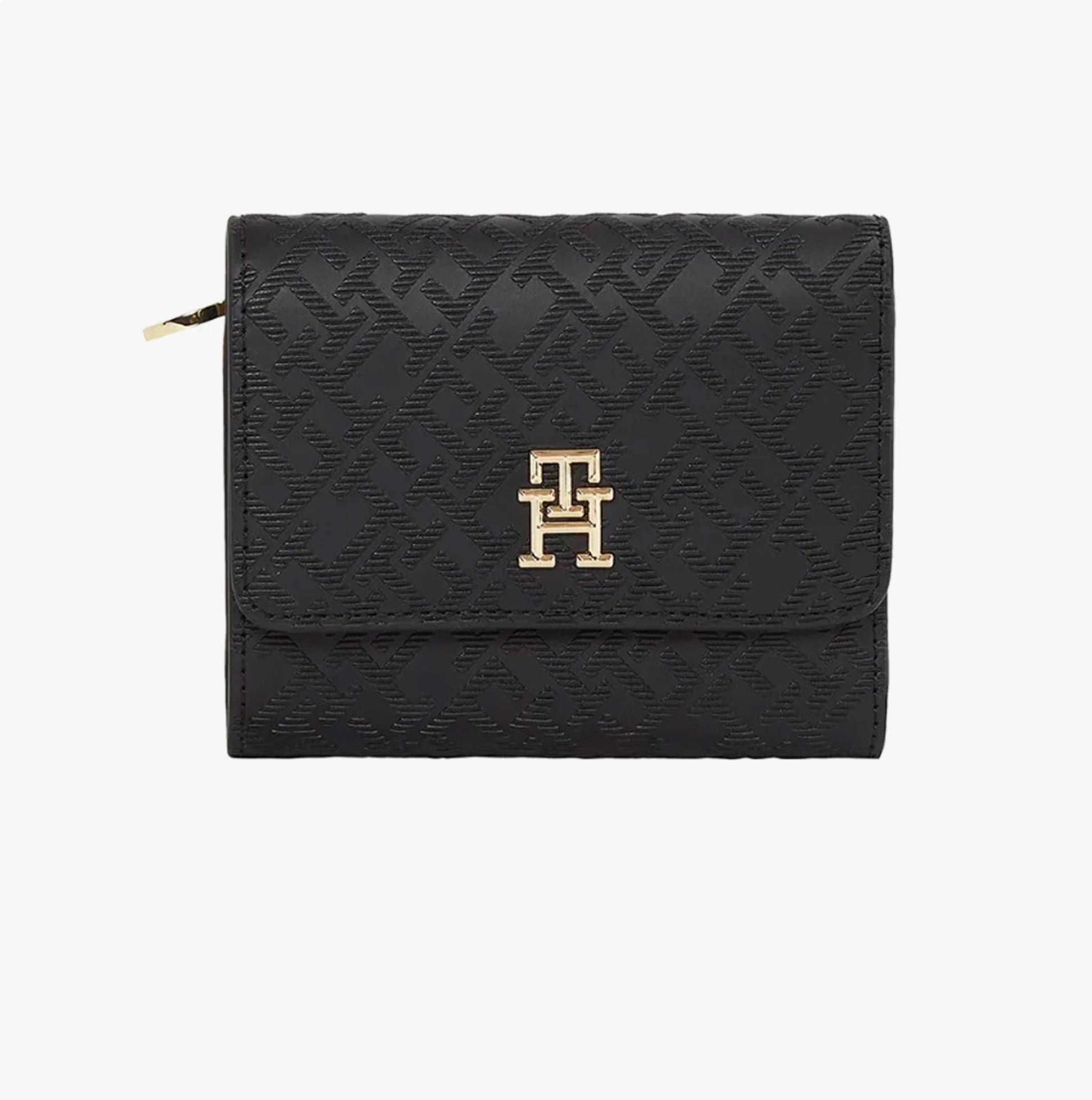 Tommy Hilfiger Womens Monogram Trifold Wallet Black