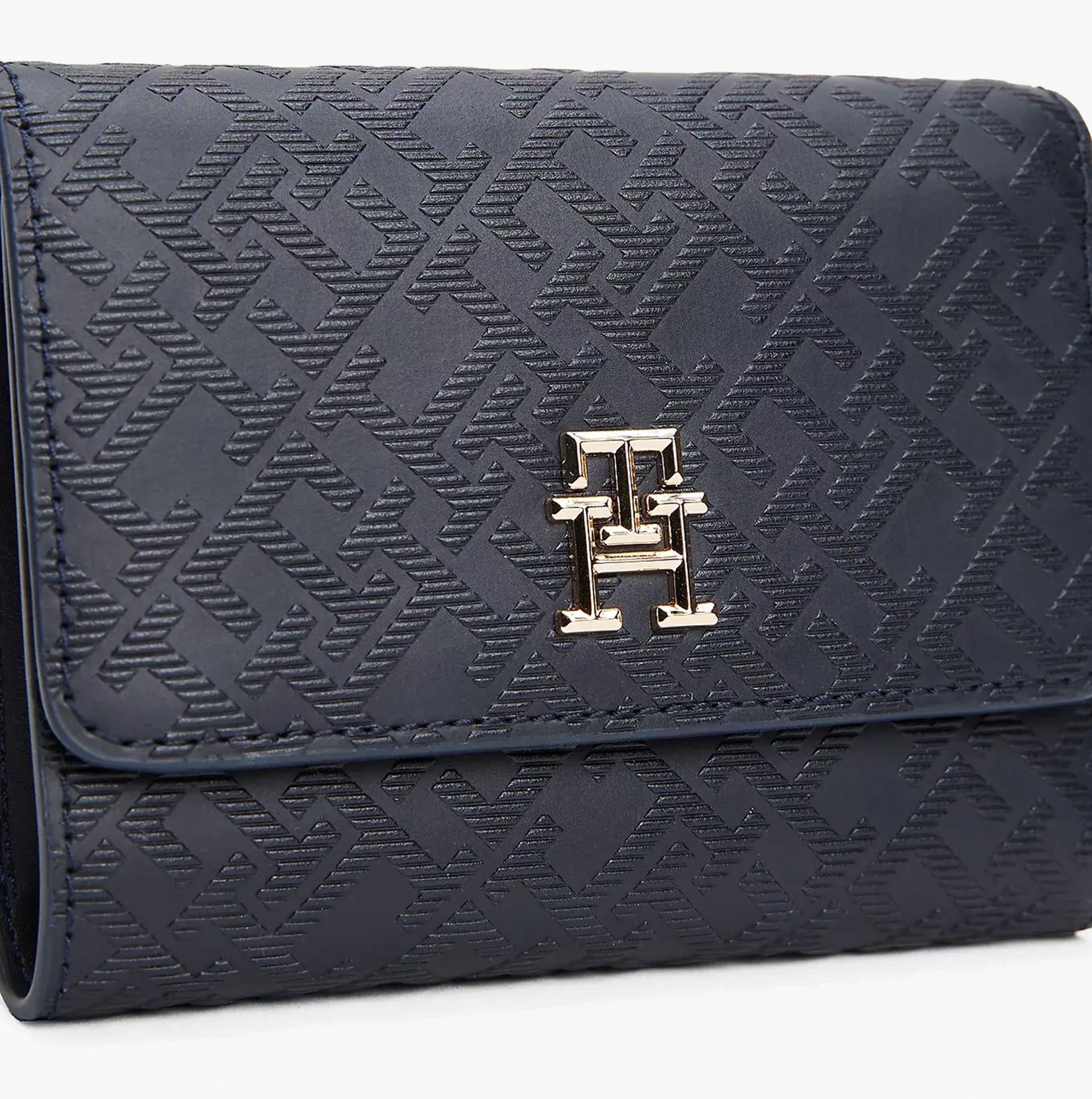 Tommy Hilfiger Womens Monogram Trifold Wallet Navy