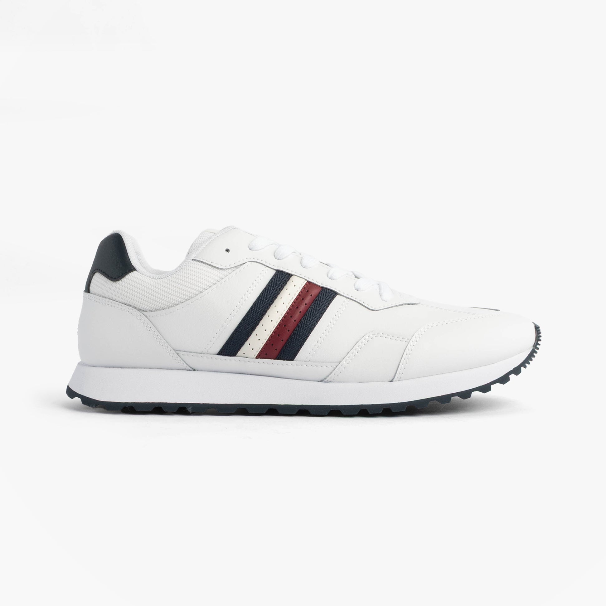 Tommy Hilfiger Mens Signature Tape Cleat Leather Trainers White