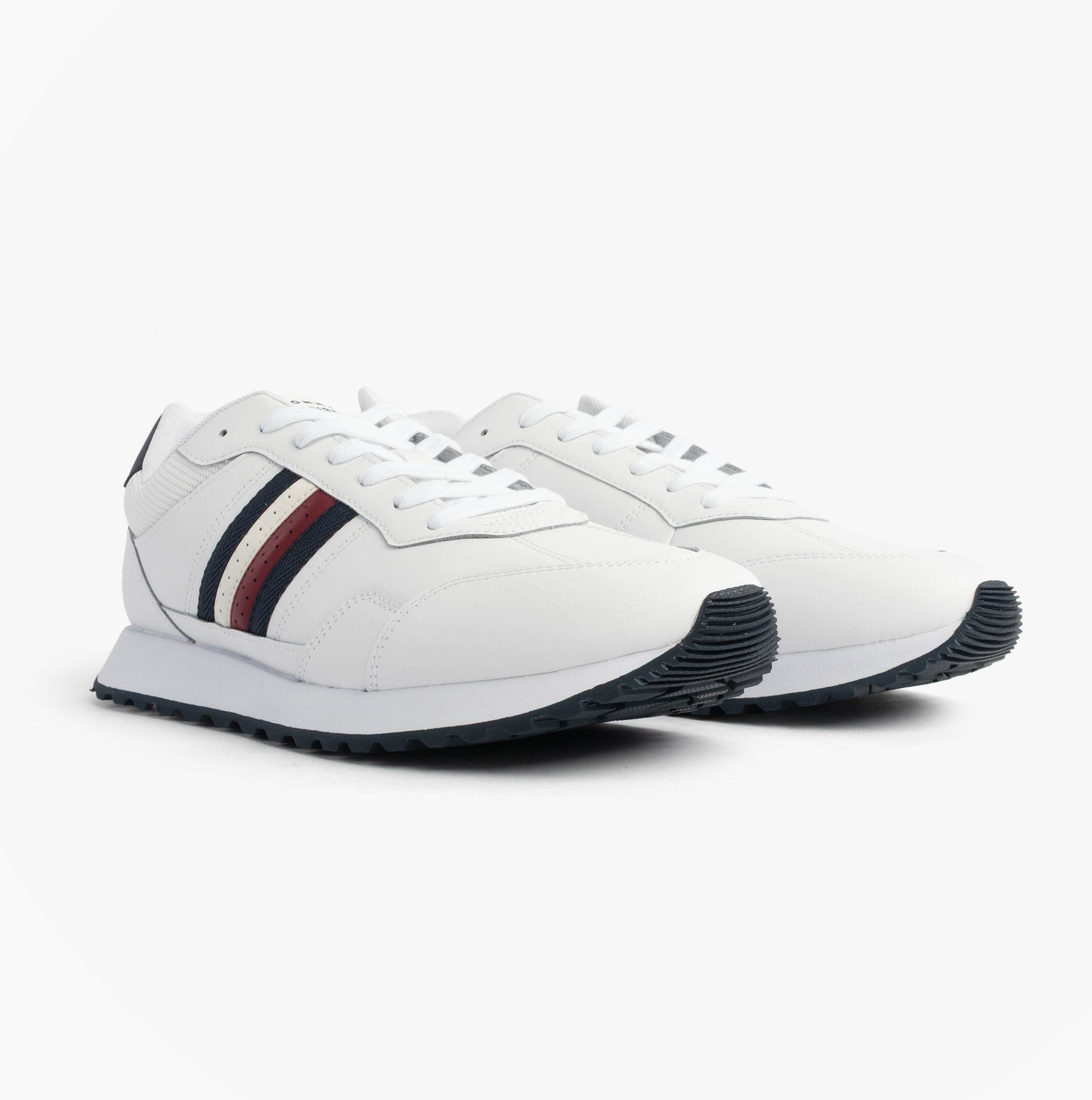 Tommy Hilfiger Mens Signature Tape Cleat Leather Trainers White
