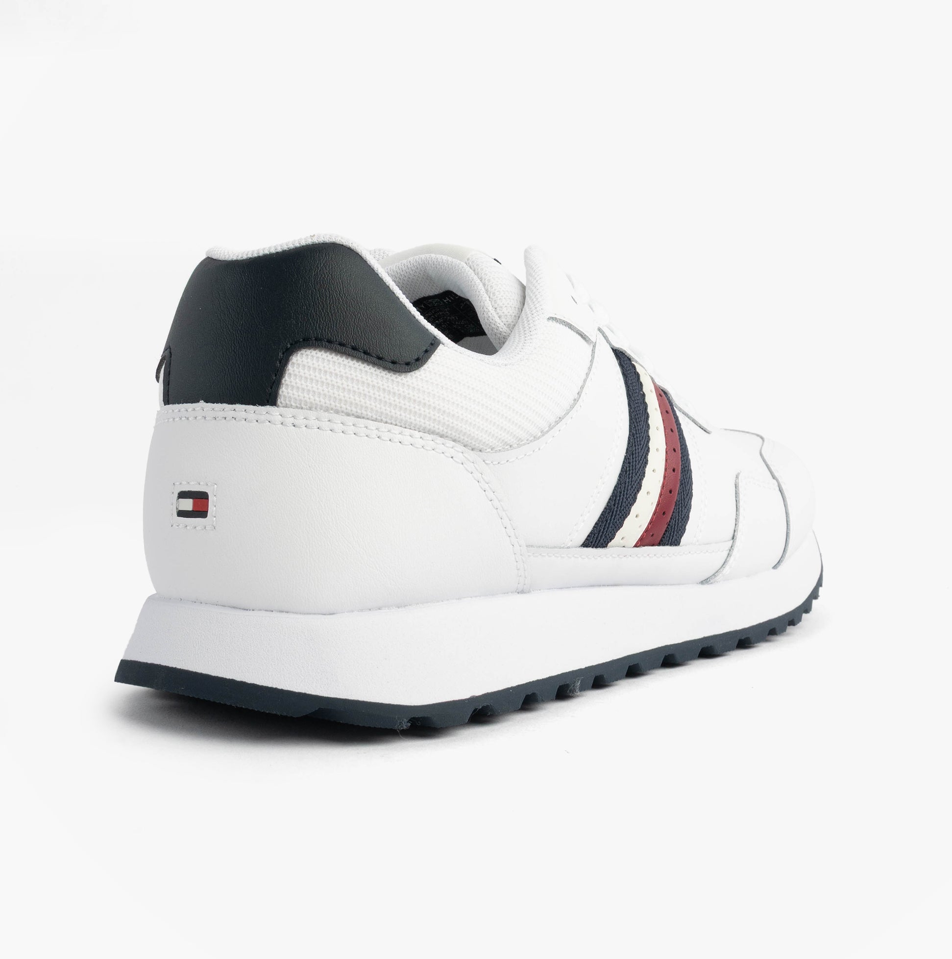 Tommy Hilfiger Mens Signature Tape Cleat Leather Trainers White