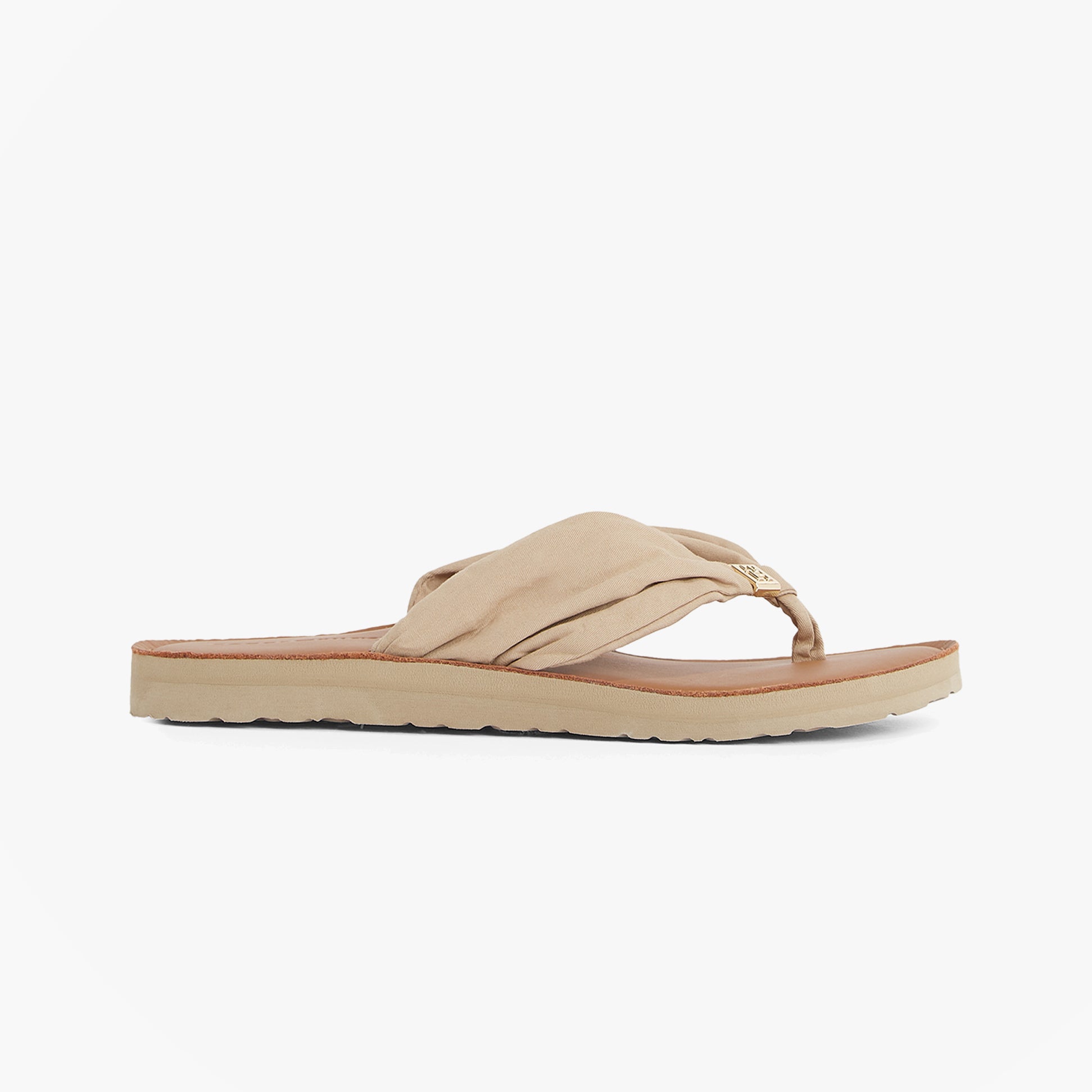 Tommy Hilfiger Monogram Plaque Womens Flip-Flop Beige