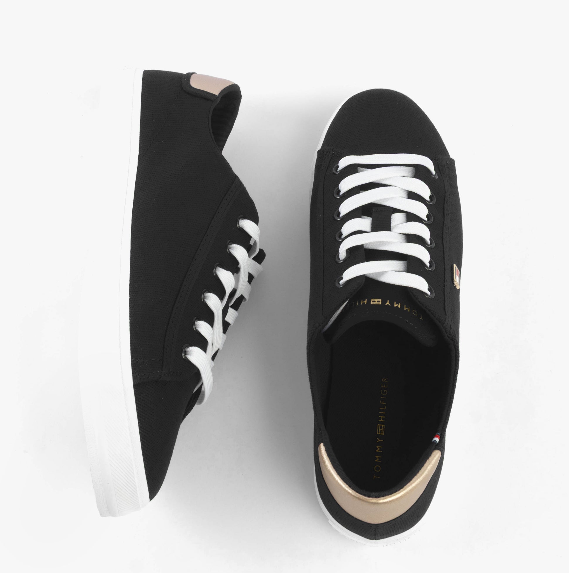 Tommy Hilfiger CANVAS METALLIC HEEL Womens Trainers Black