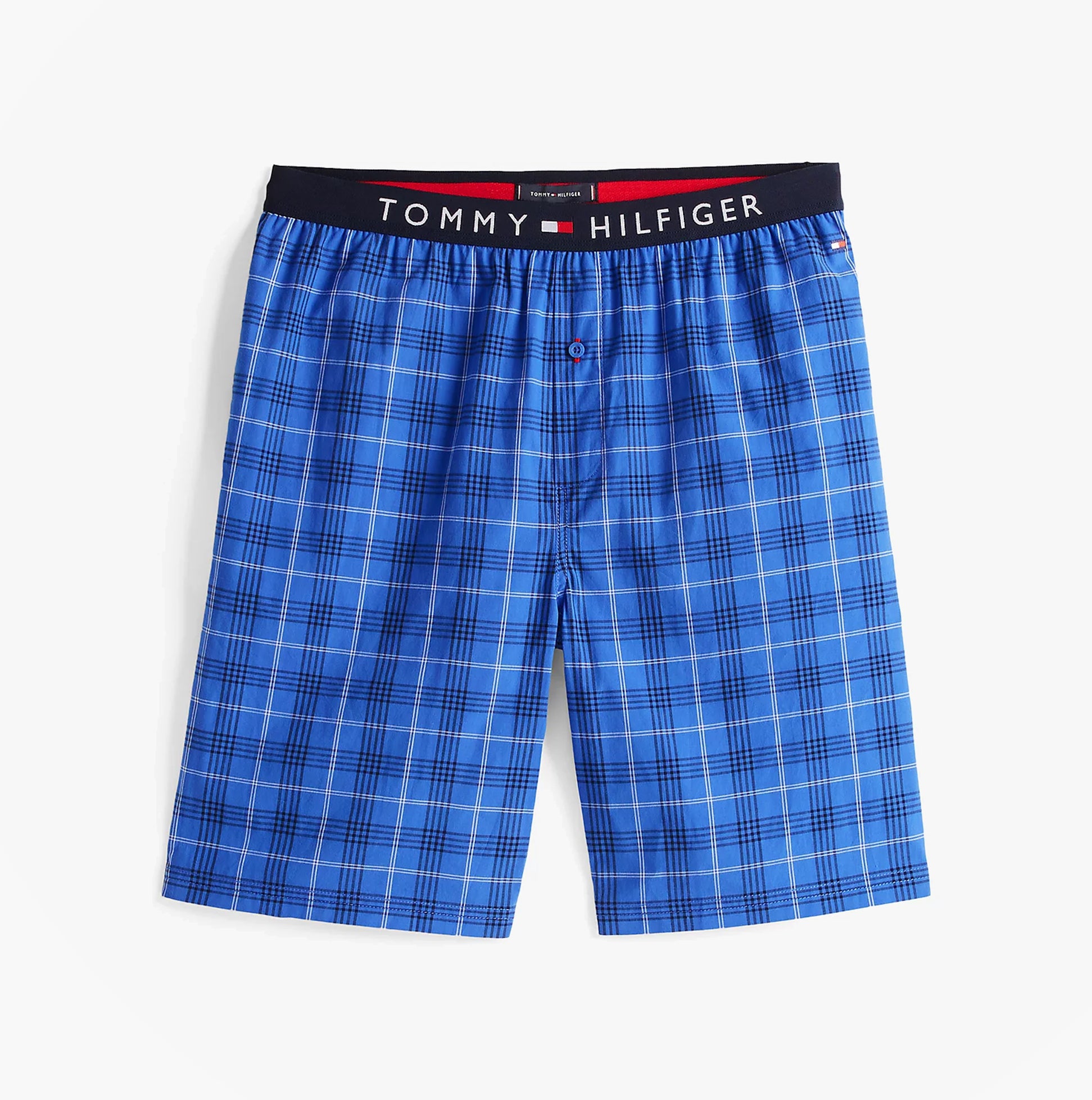 Tommy Hilfiger PURE COTTON Mens T-Shirt & Shorts Pyjama Set White / Grid Plaid