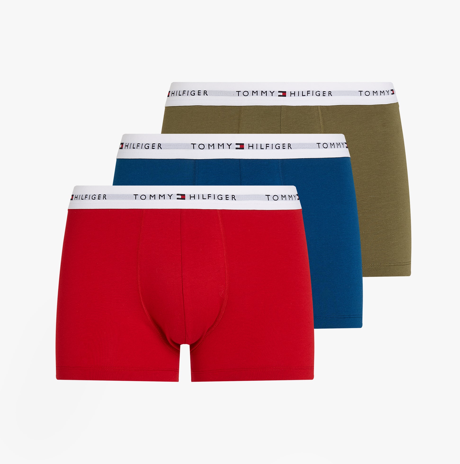 Tommy Hilfiger 3 Pack Mens Logo Waistband Trunks Multicoloured