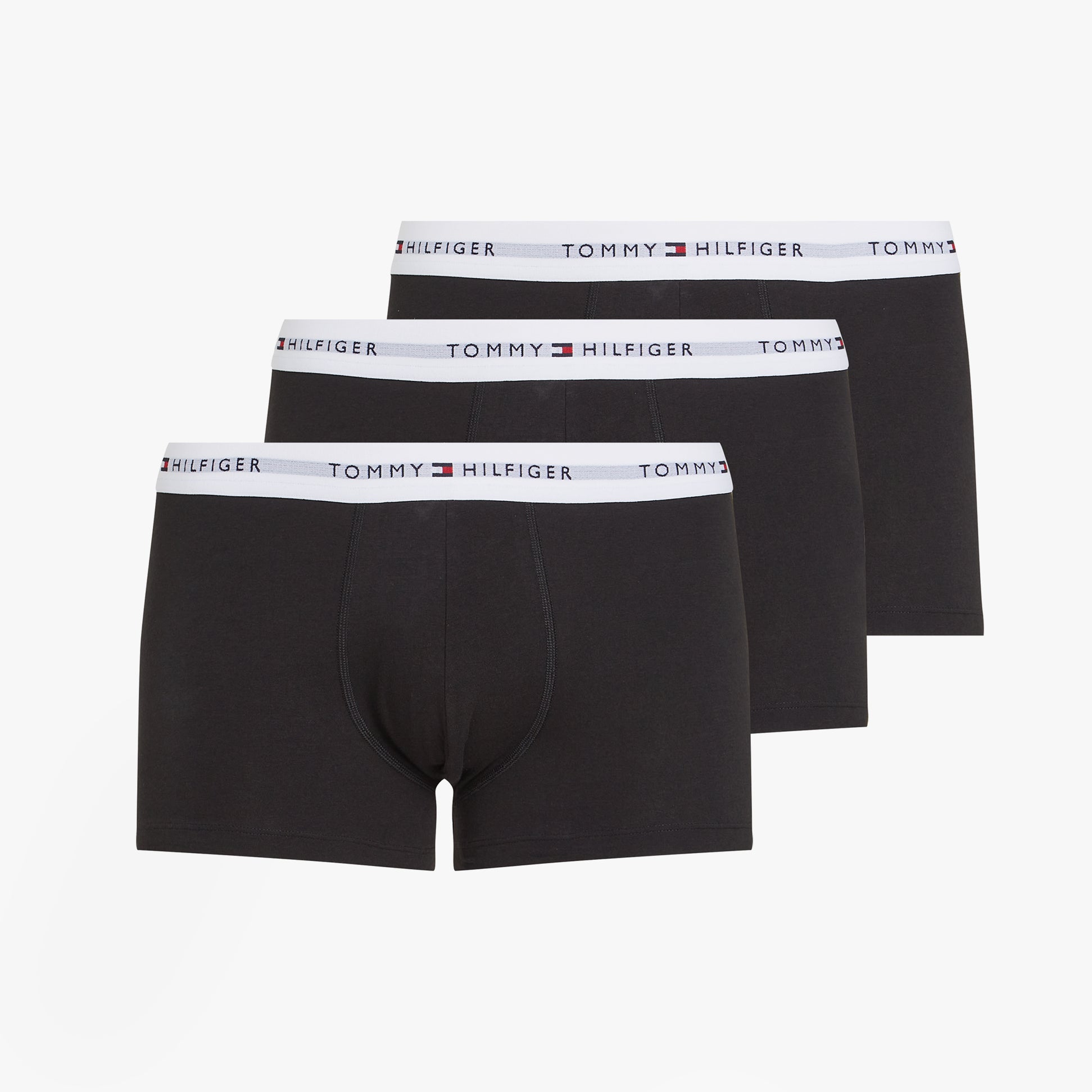 Tommy Hilfiger 3 Pack Mens Colour-Blocked Logo Trunks Black