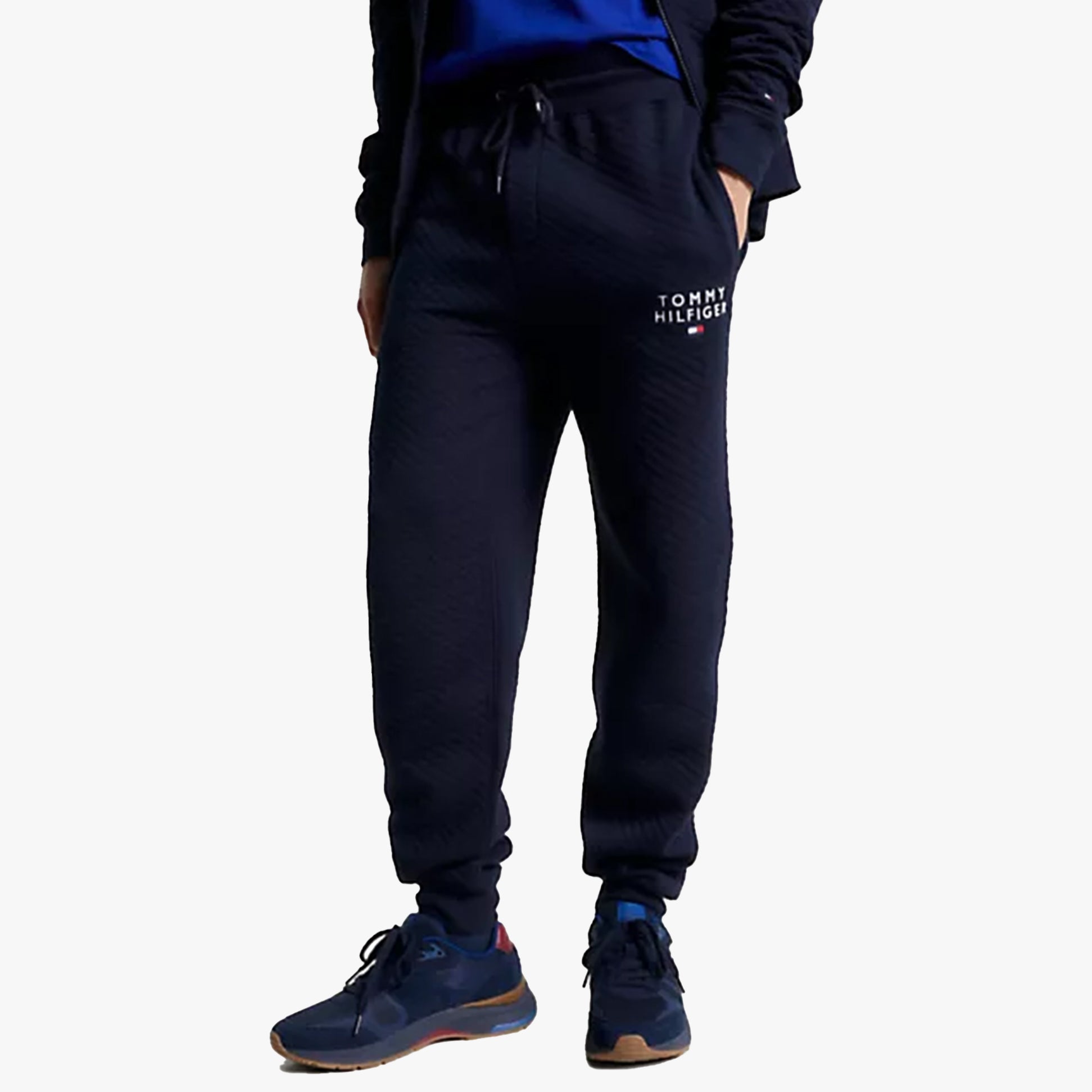 Tommy Hilfiger TH ORIGINAL Mens Diamond Quilted Lounge Joggers Desert Sky