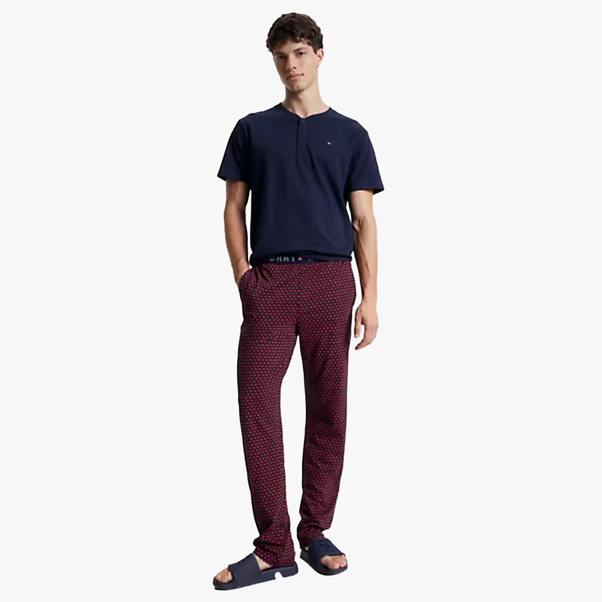 Tommy Hilfiger TH ORIGINAL PRINT Mens Jersey Lounge Bottoms Susana Geo Desert Sky