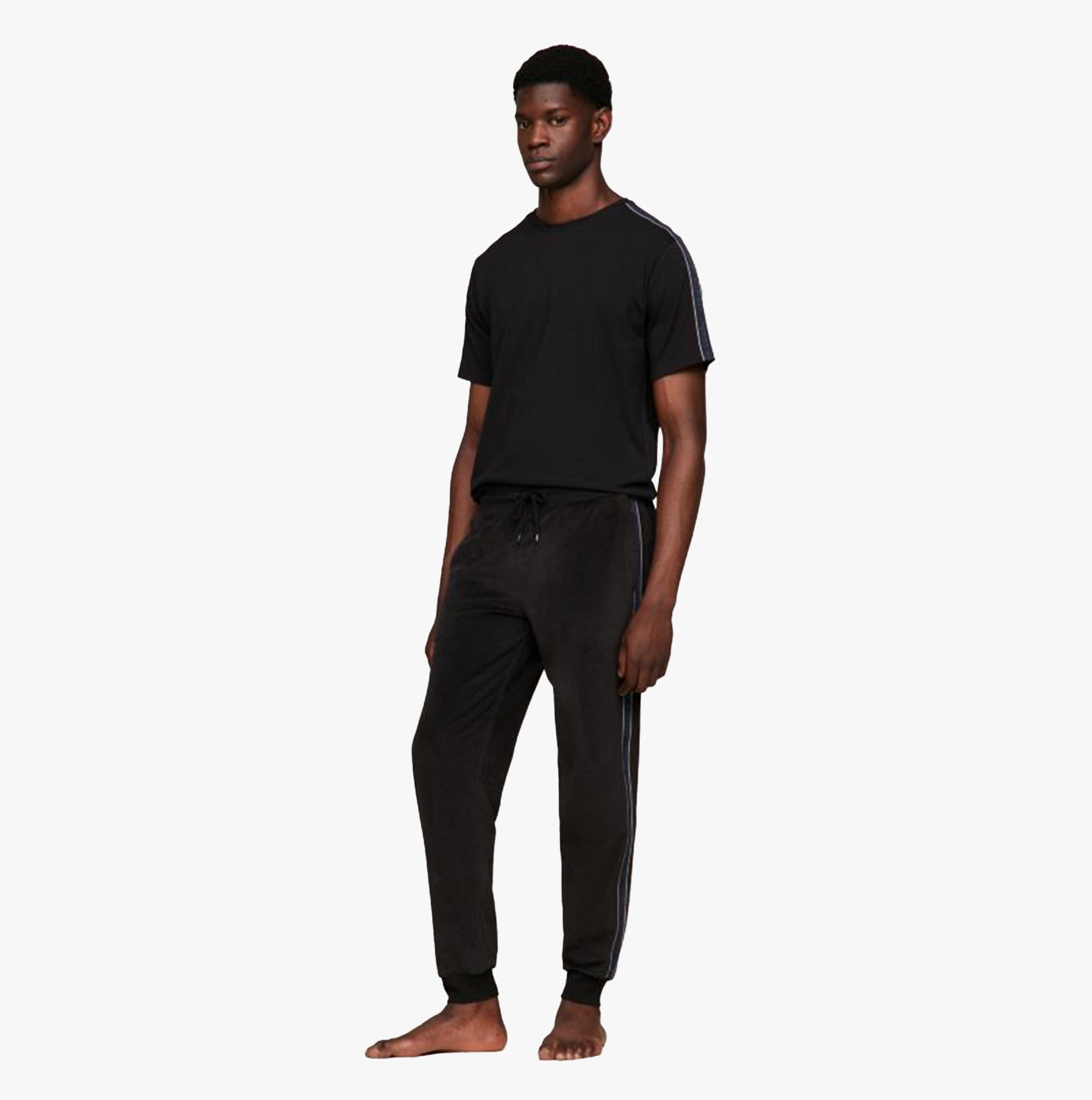 Tommy Hilfiger TH ESTABLISHED Mens Ribbed Velour Lounge Joggers Black