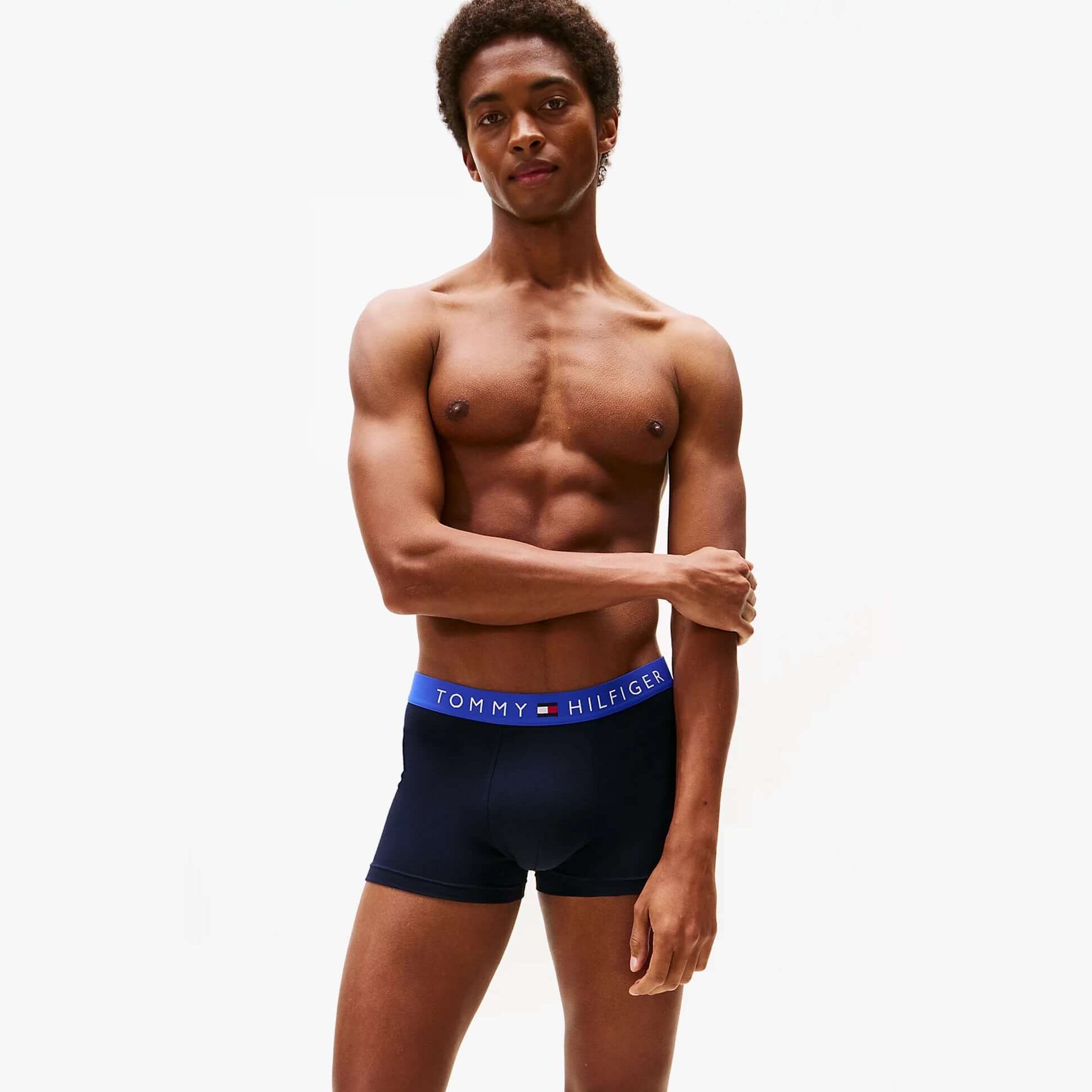 Tommy Hilfiger Mens 3 Pack Logo Waistband Trunks Navy