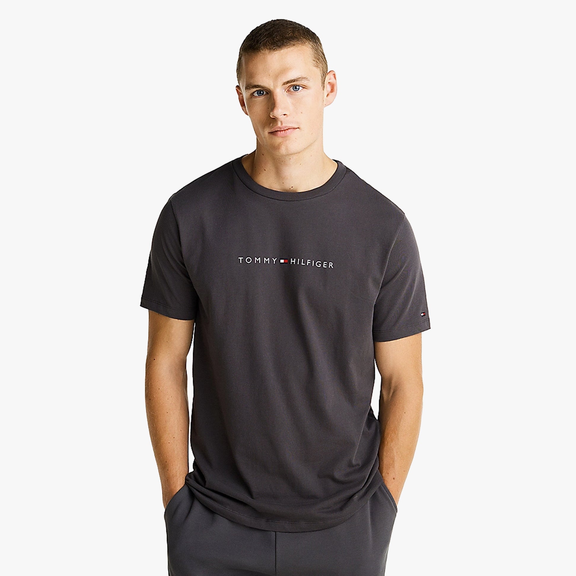Tommy Hilfiger ORIGINAL LOGO Mens T Shirt Dark Ash