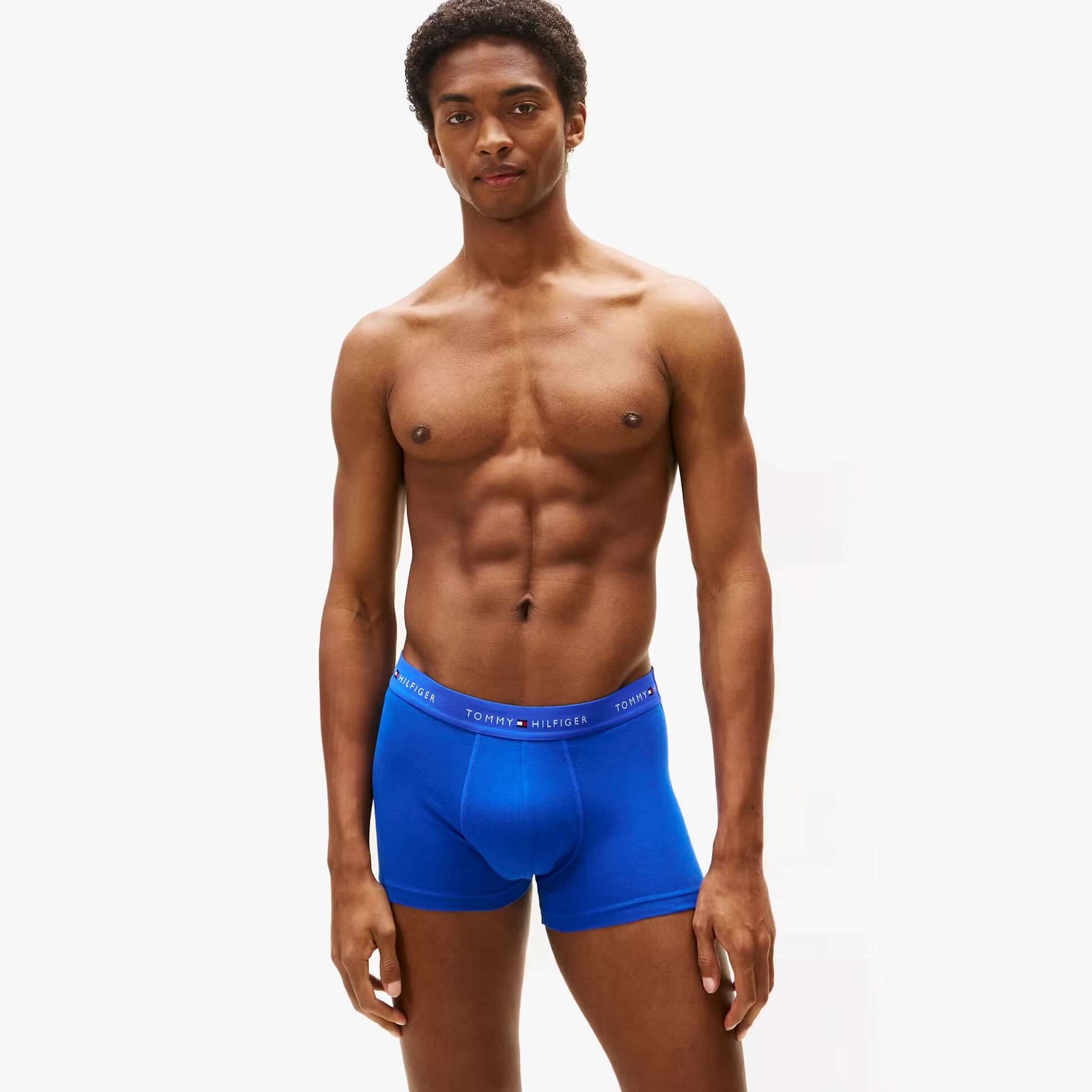 Tommy Hilfiger Mens 3 Pack Logo Waistband Cotton Trunks Multi