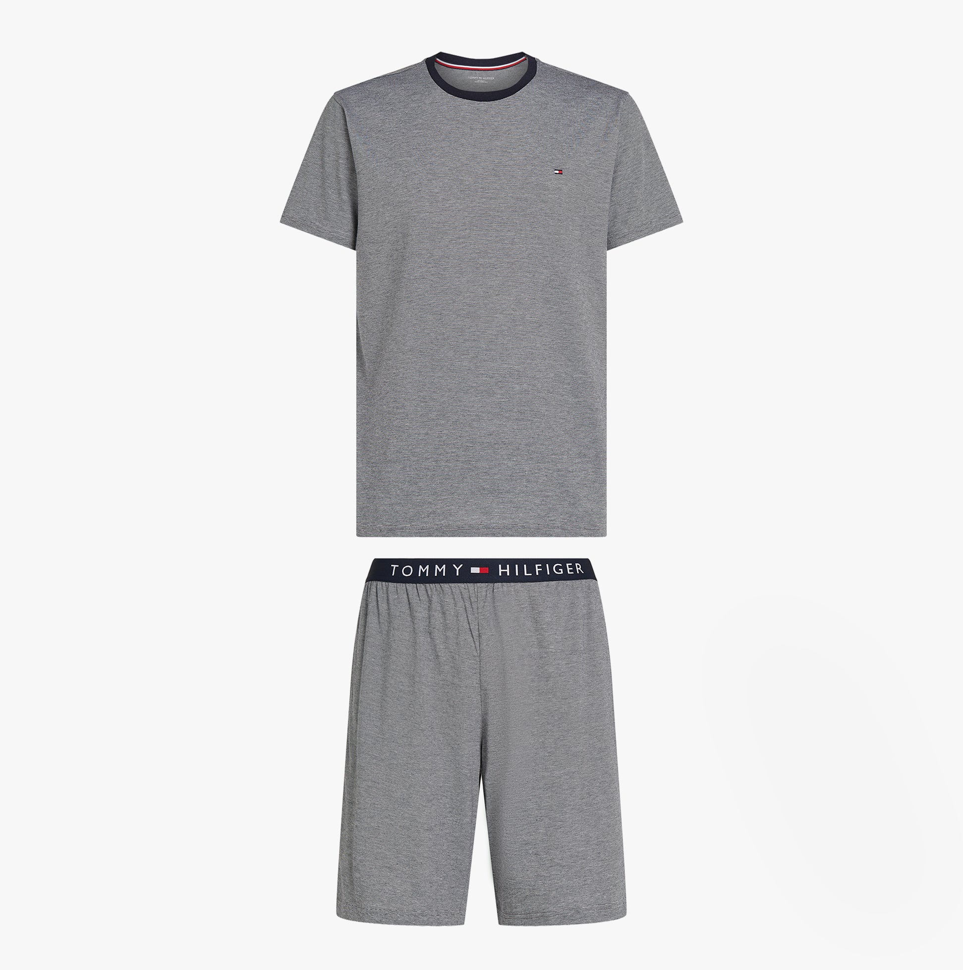 Tommy Hilfiger TH ORIGINAL Mens Jersey Pyjama Set Mini Stripes Blue