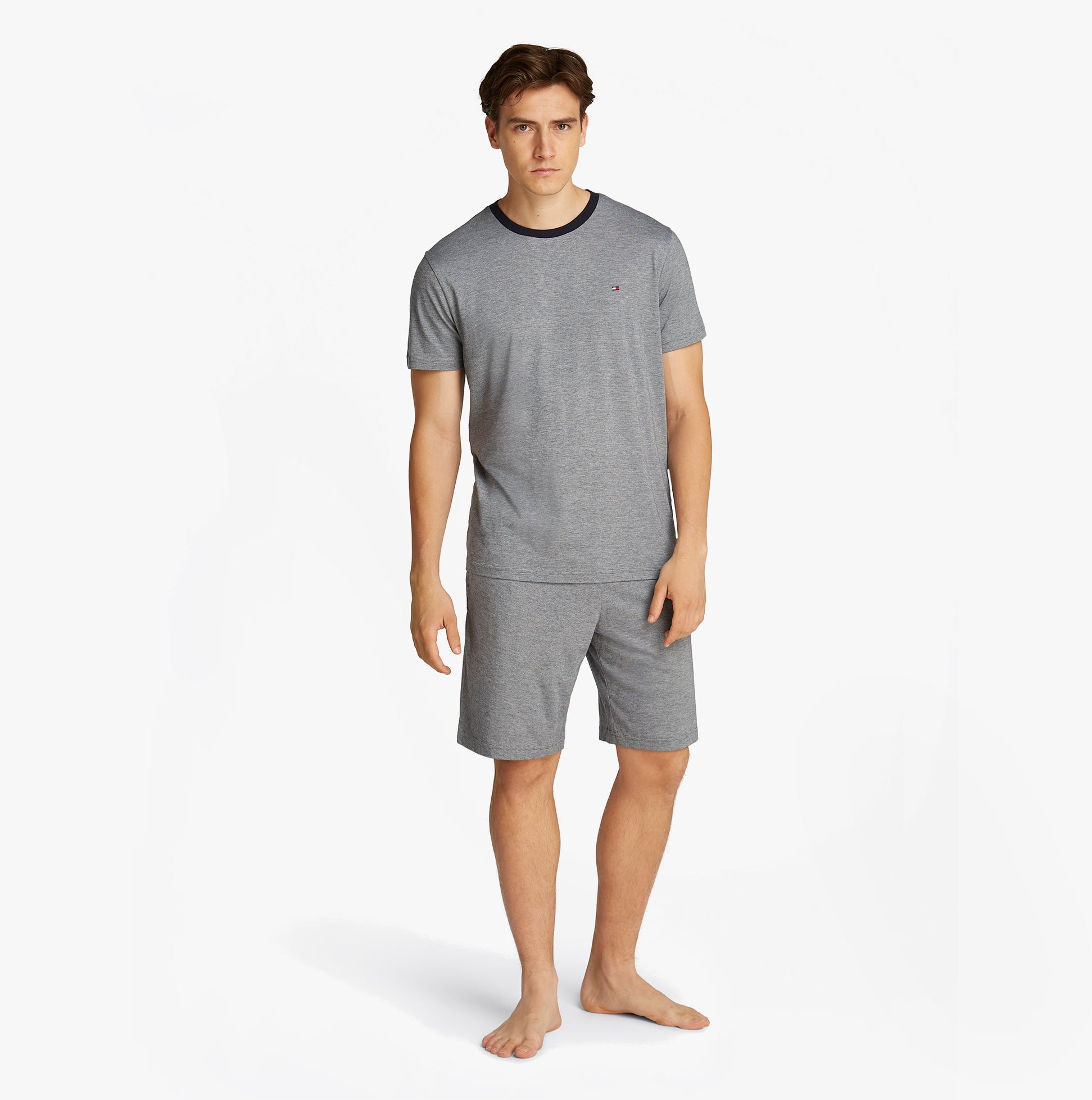 Tommy Hilfiger TH ORIGINAL Mens Jersey Pyjama Set Mini Stripes Blue