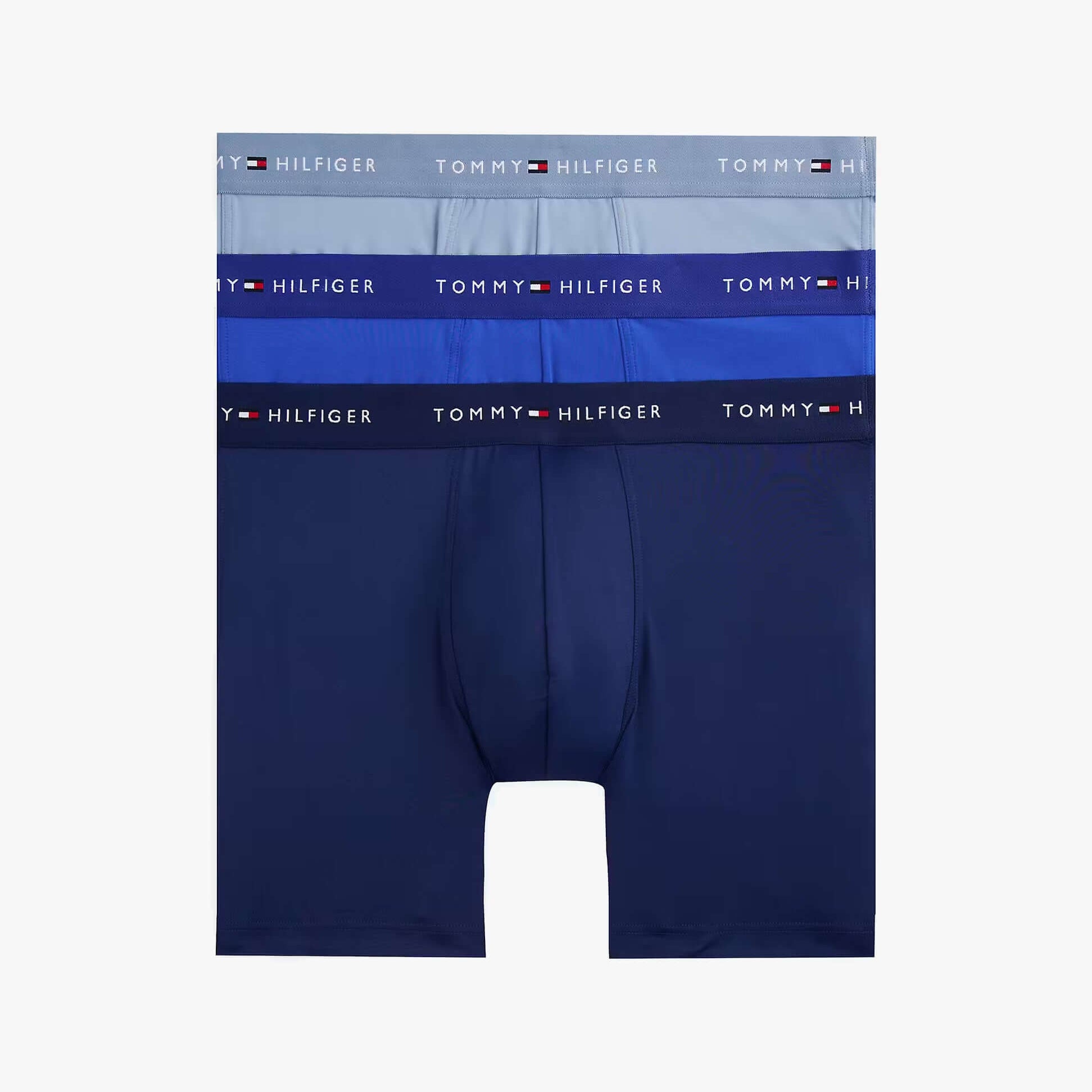 Tommy Hilfiger Mens Signature Microfibre 3 Pack Boxer Briefs Blue Multi