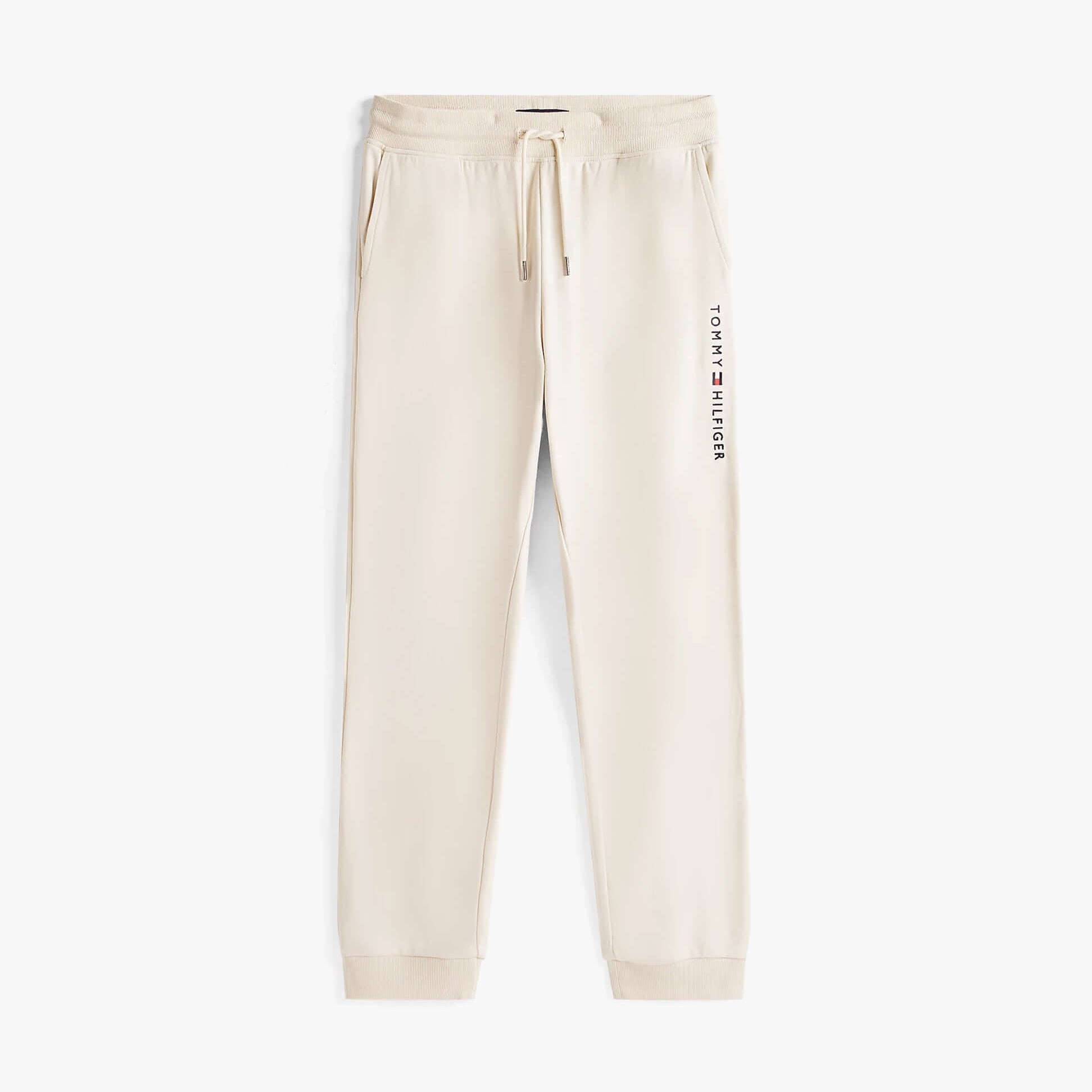 Tommy Hilfiger TH Original Mens Logo Lounge Joggers Off White Newsprint