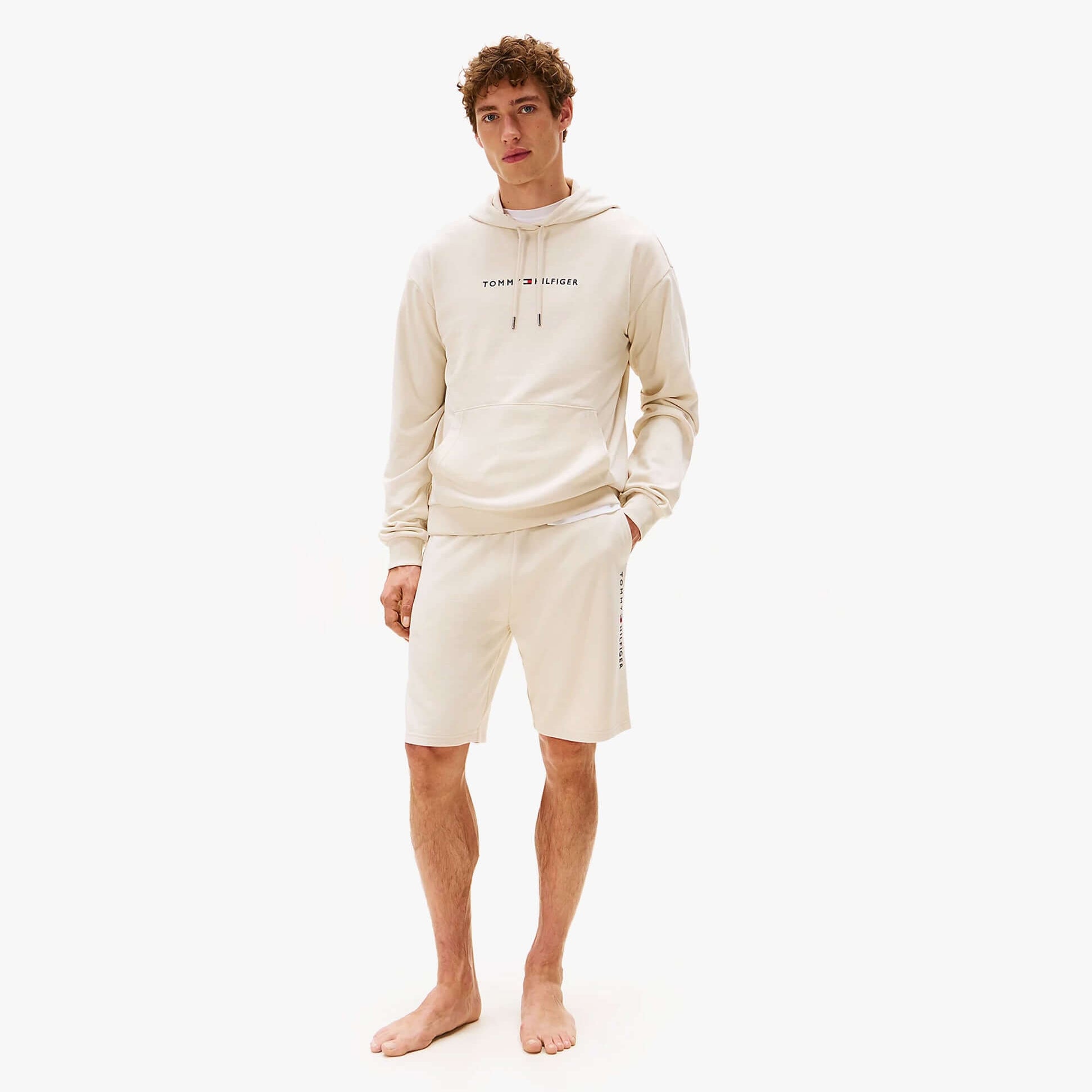 Tommy Hilfiger HOODIE Mens Drawstring Lounge Hoody Off White