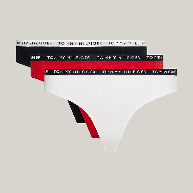 Tommy Hilfiger THONG 3 Pack Womens White/Desert Sky/Primary Red