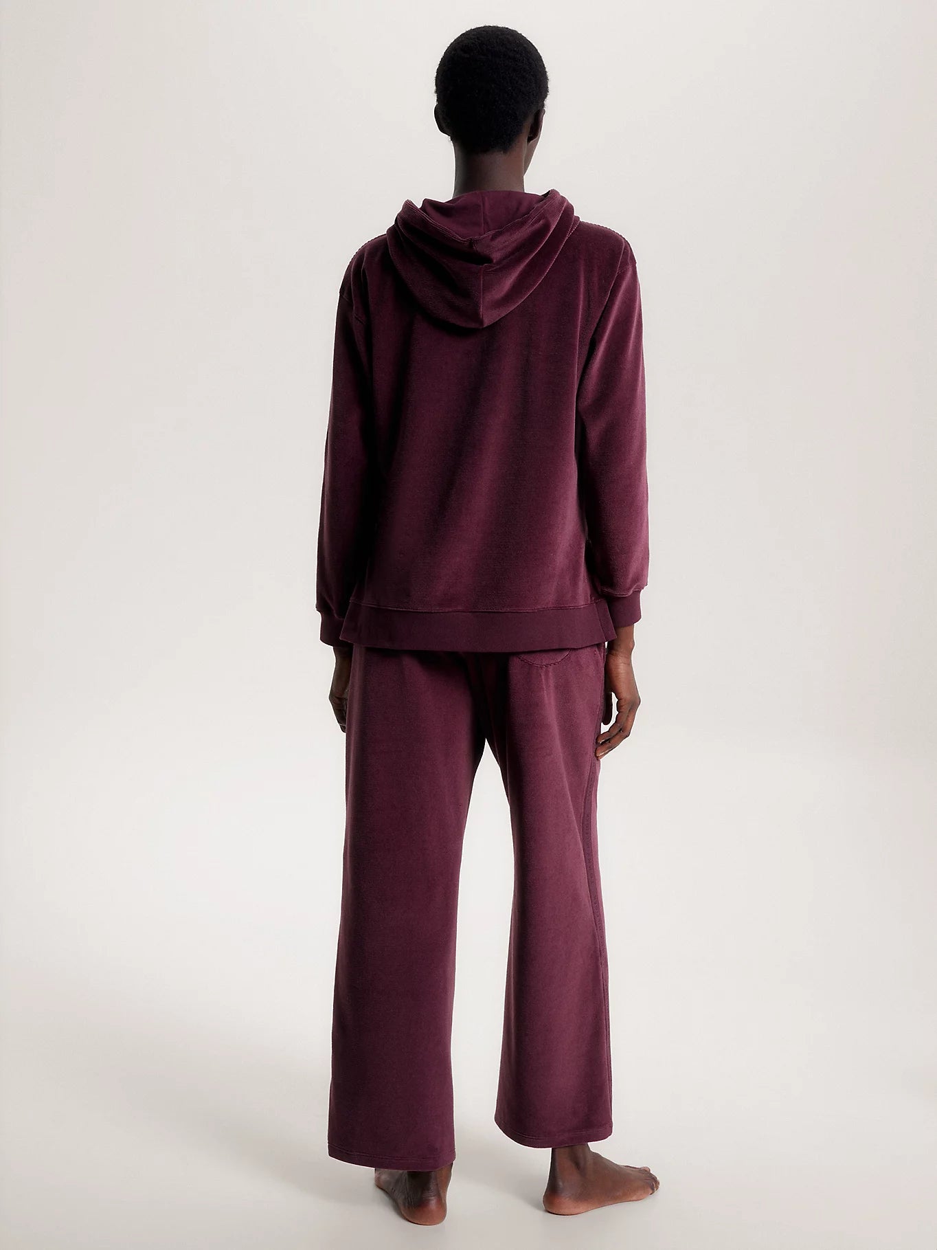 Tommy Hilfiger LONG HOODIE VELOUR Womens Hoodie Deep Burgundy
