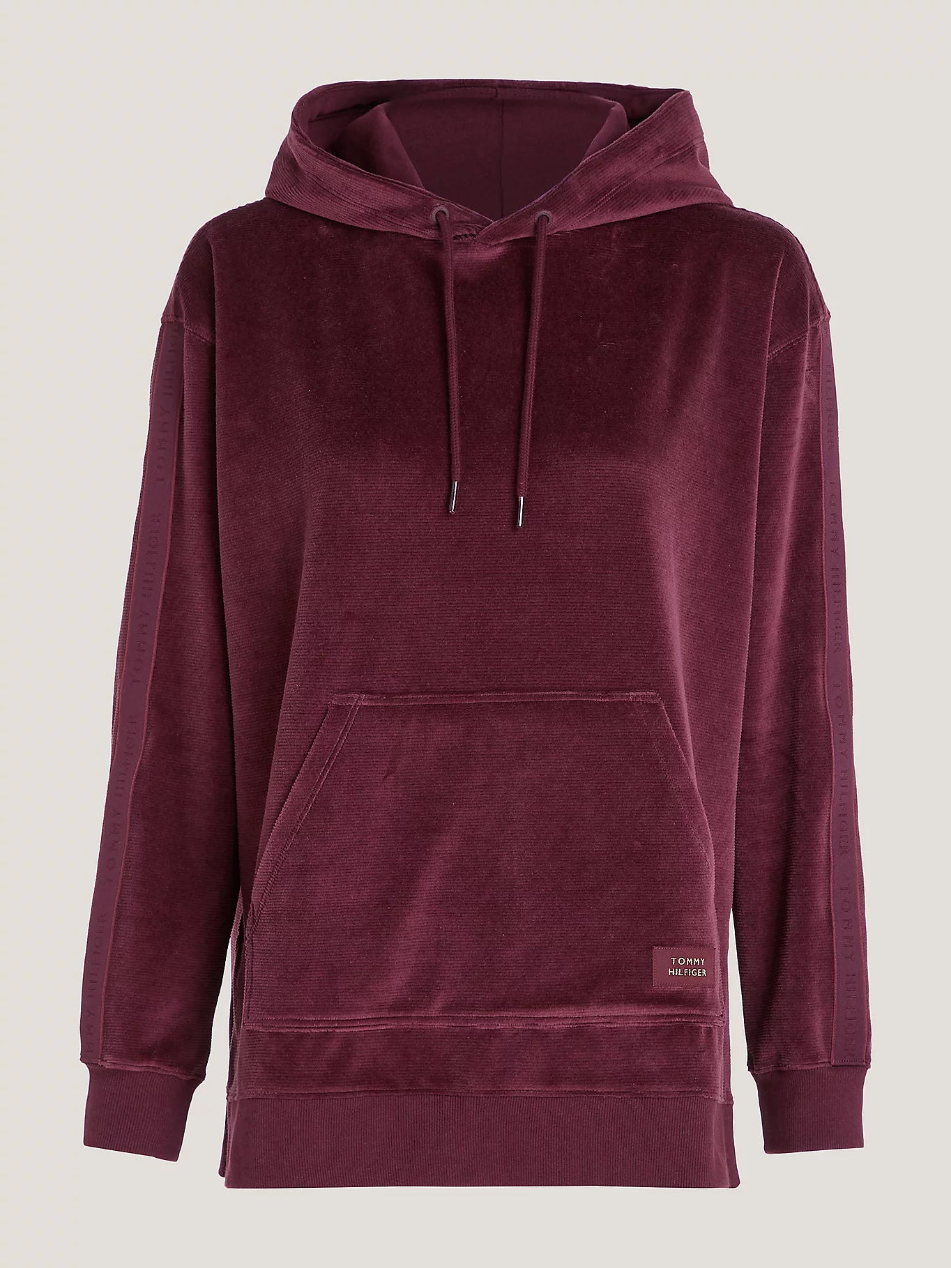 Tommy Hilfiger LONG HOODIE VELOUR Womens Hoodie Deep Burgundy