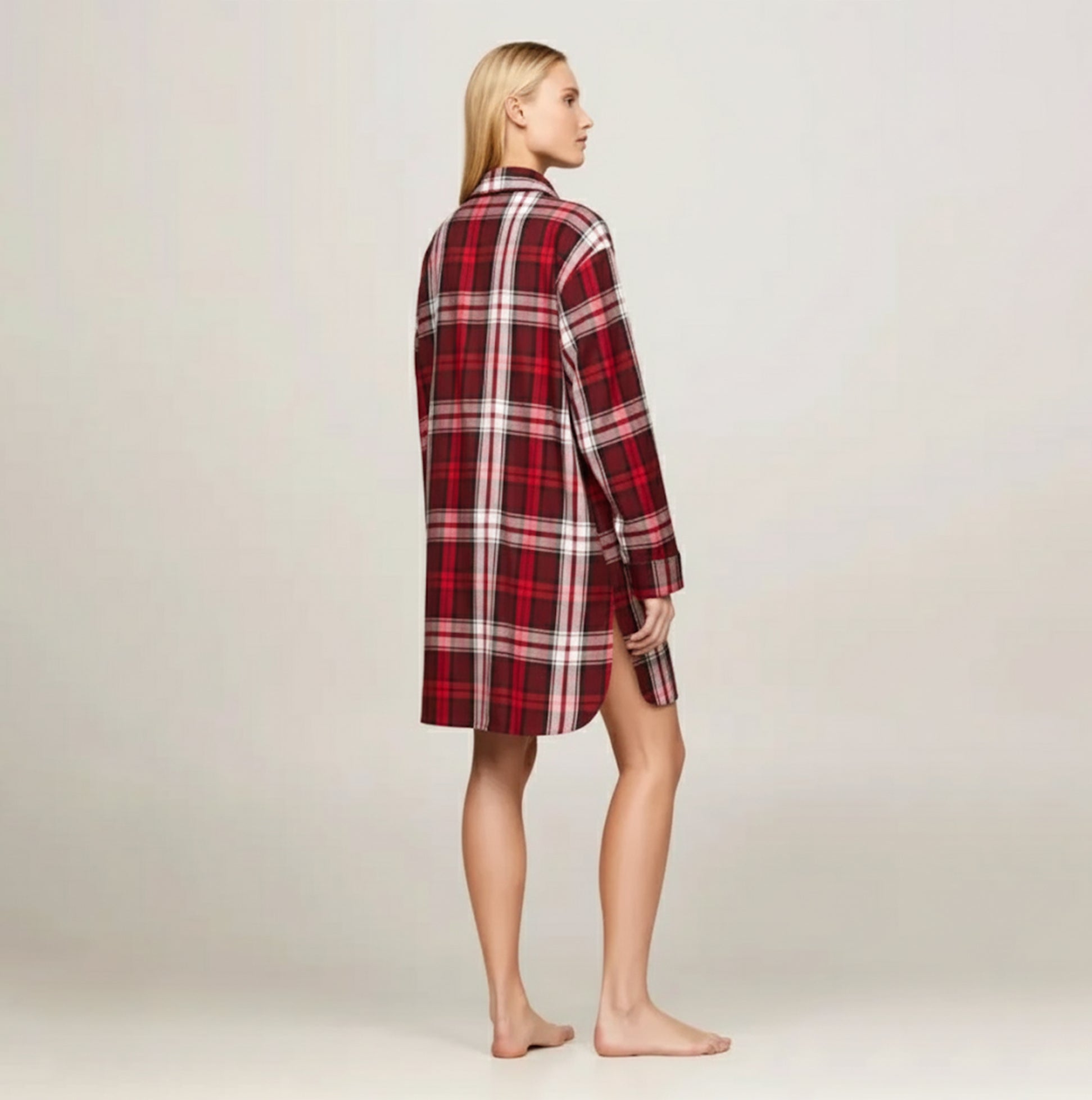 Tommy Hilfiger SHIRT NIGHTDRESS Womens Loungewear Women Apparel Plaid Red