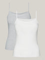 Tommy Hilfiger CAMI WITH LACE 2 Pack Womens White/Grey Heather