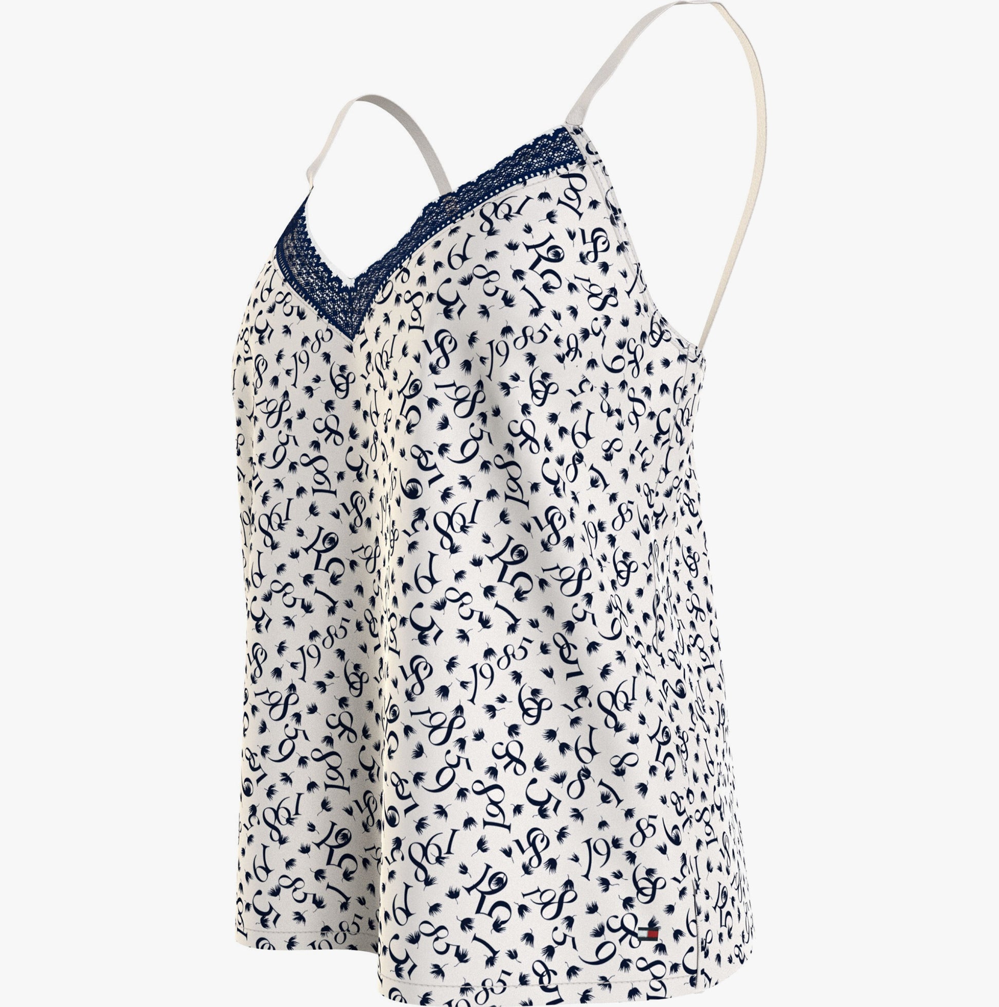 Tommy Hilfiger WOVEN CAMI PRINT Womens Top Feather Print Ecru