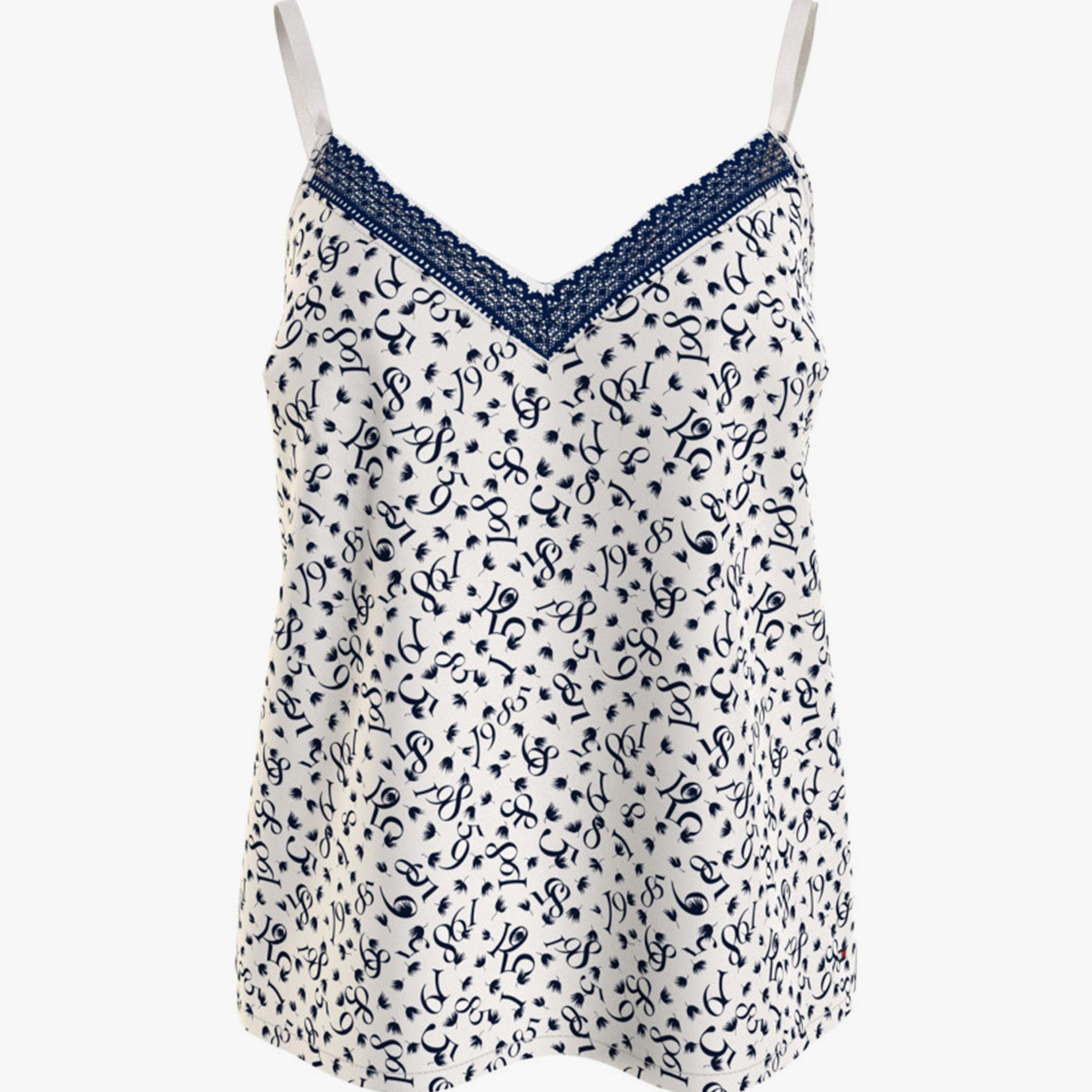 Tommy Hilfiger WOVEN CAMI PRINT Womens Top Feather Print Ecru