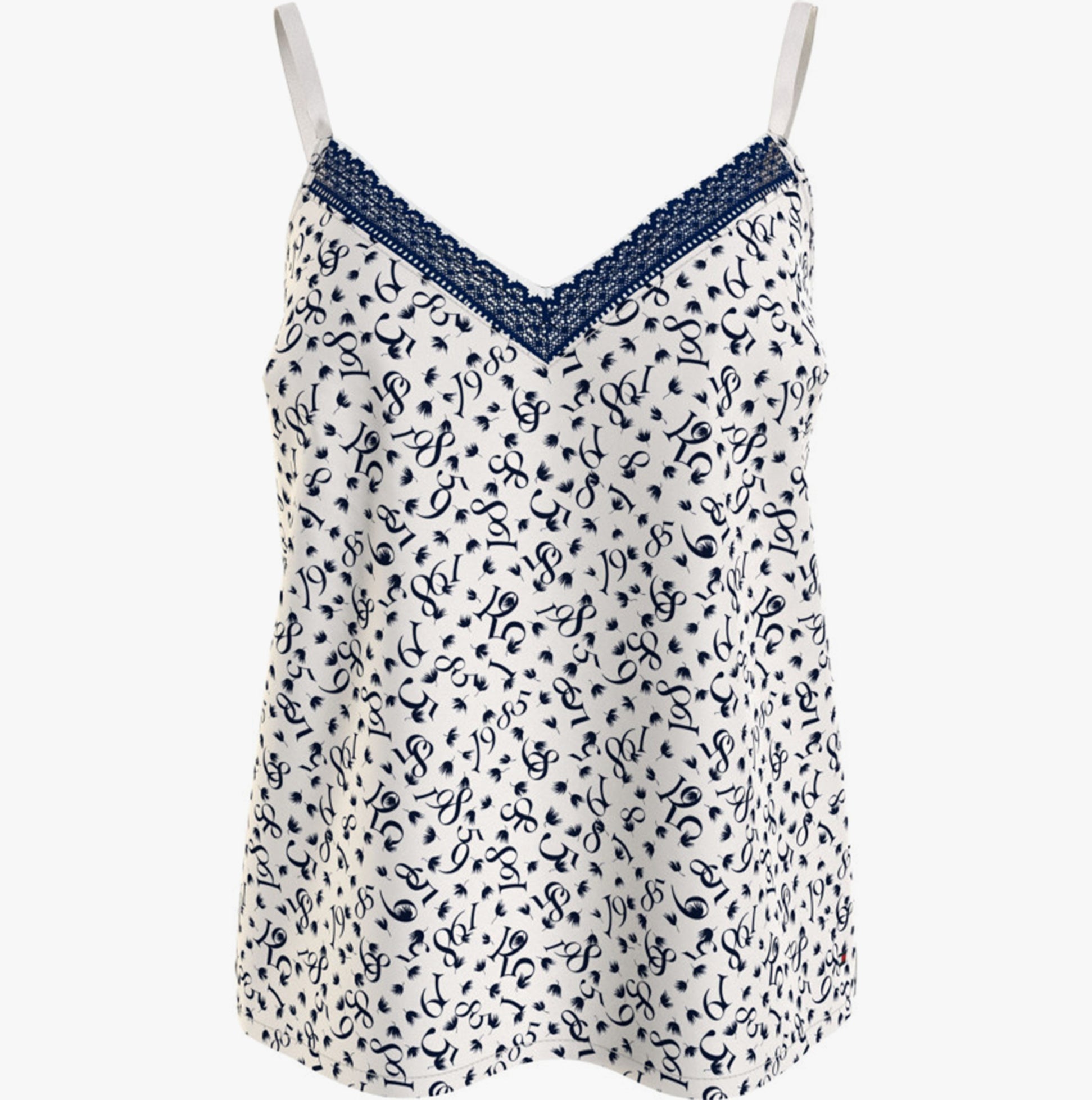 Tommy Hilfiger WOVEN CAMI PRINT Womens Top Feather Print Ecru