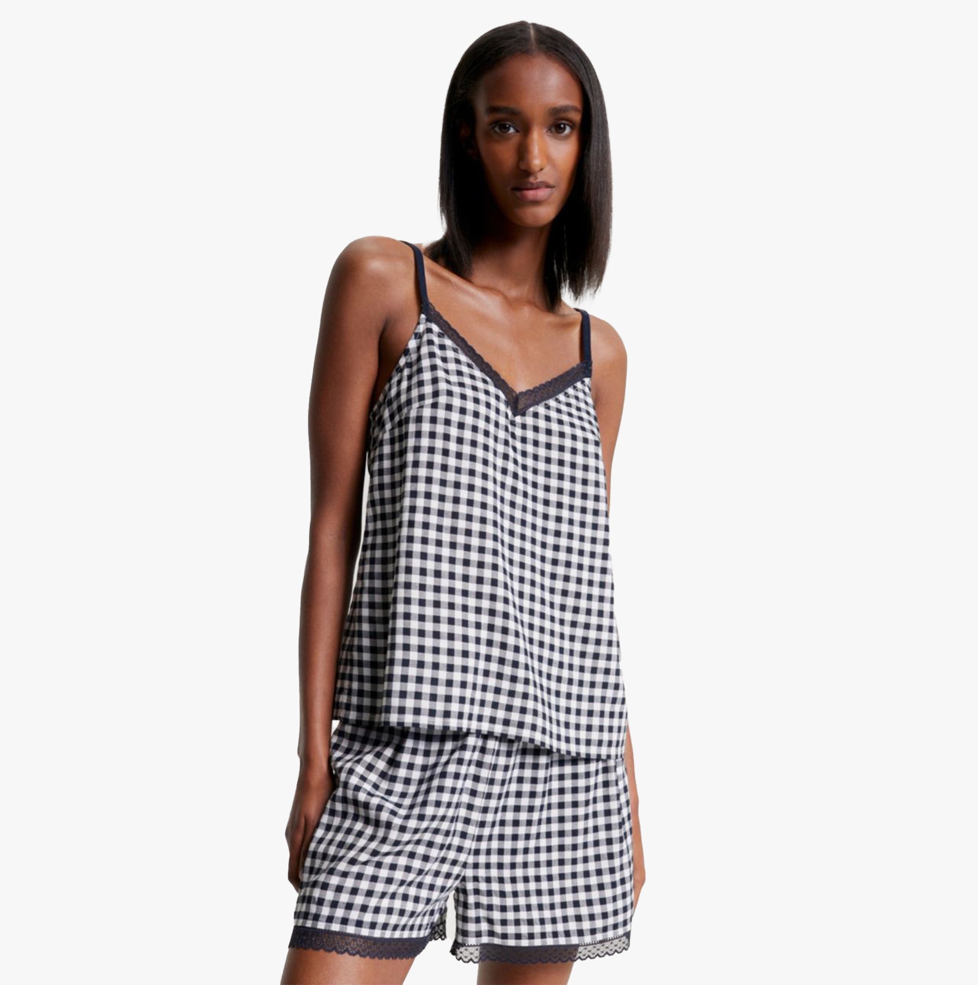 Tommy Hilfiger WOVEN CAMI PRINT Womens Top Heritage Gingham Desert Sky