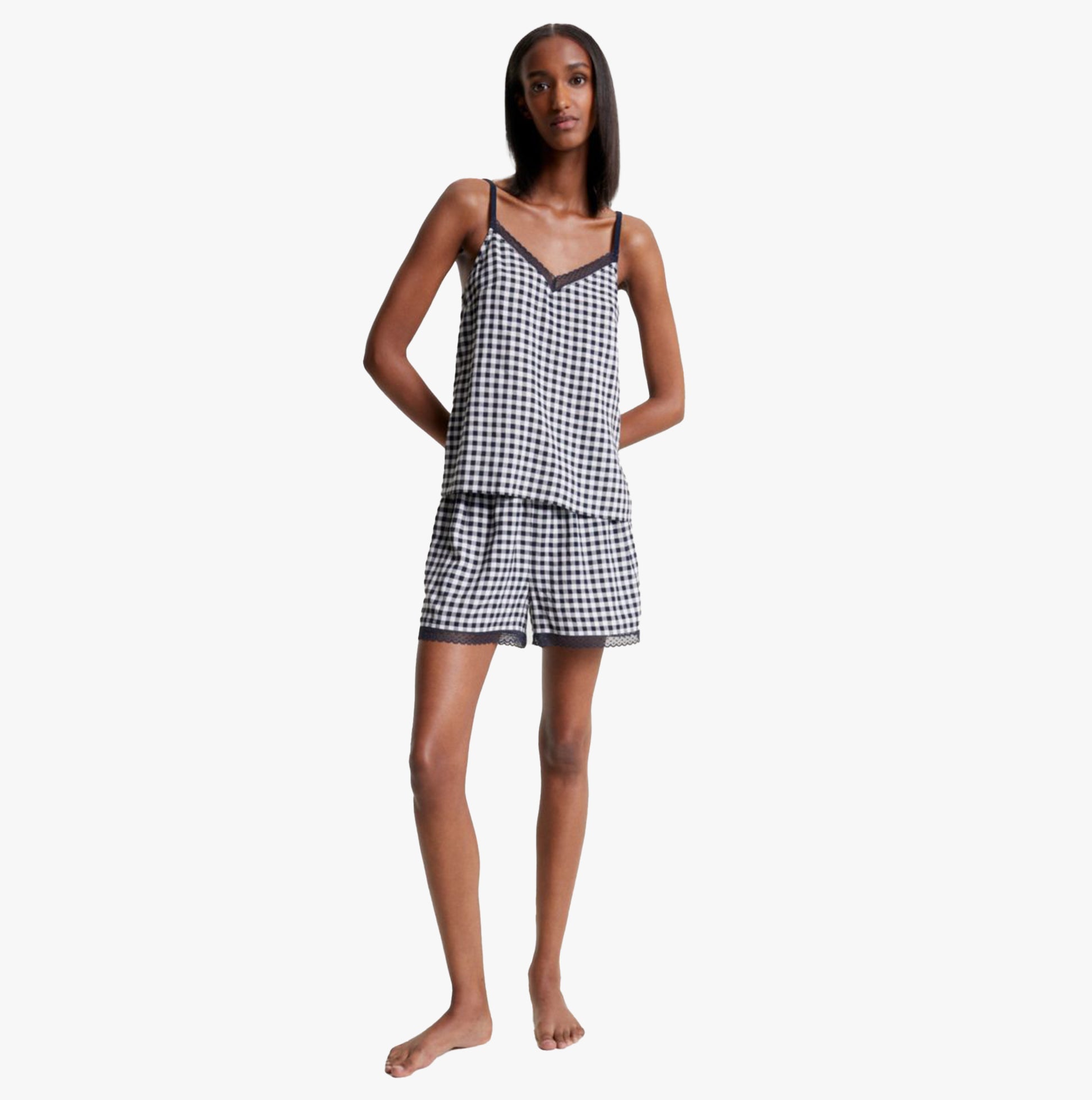 Tommy Hilfiger WOVEN CAMI PRINT Womens Top Heritage Gingham Desert Sky