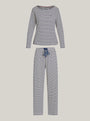 Tommy Hilfiger MONOTYPE Womens Pyjama Set Mini Bretton Stripe Desert Sky