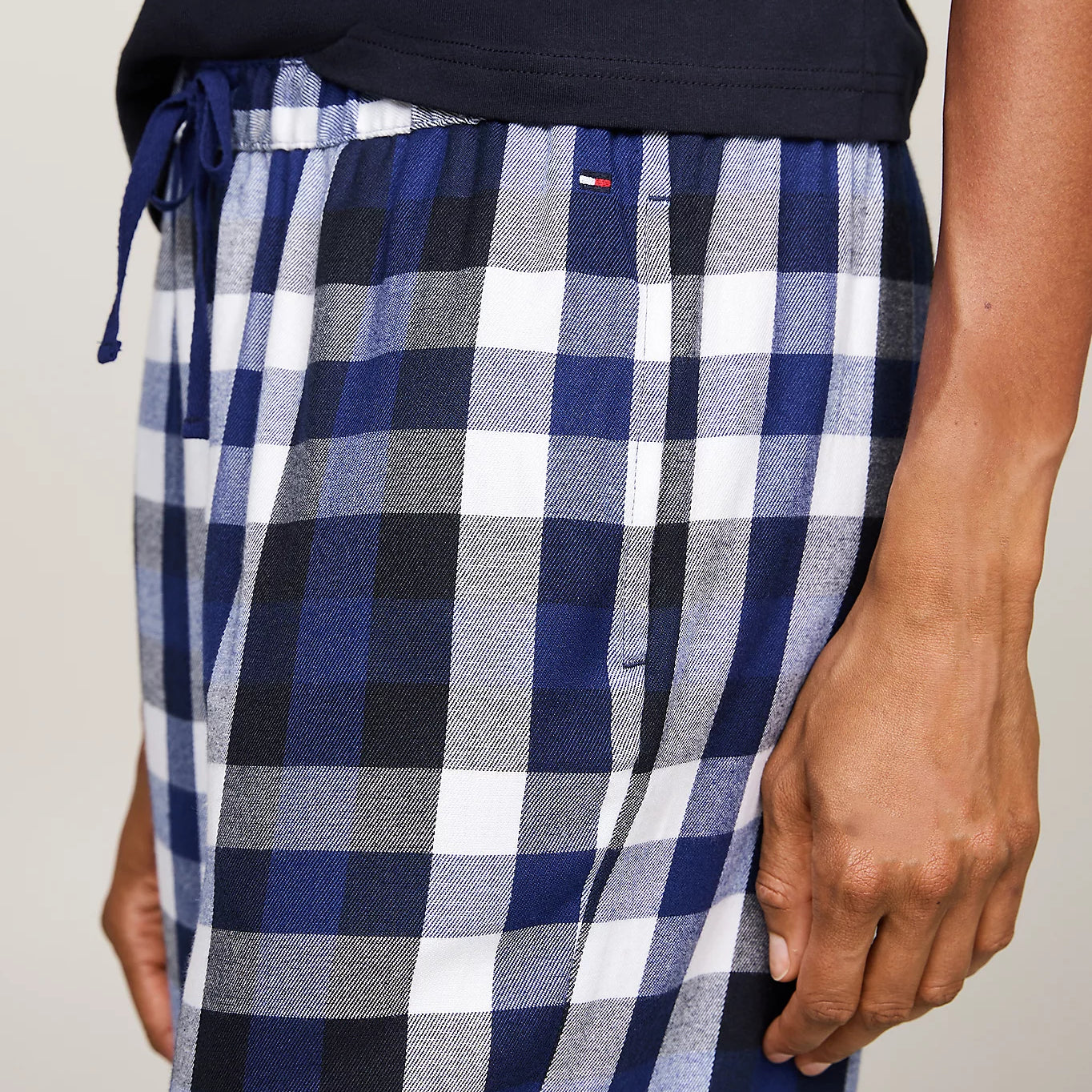 Tommy Hilfiger ORIGINAL Womens Flannel Pants Heritage Check Midi Blue Ink