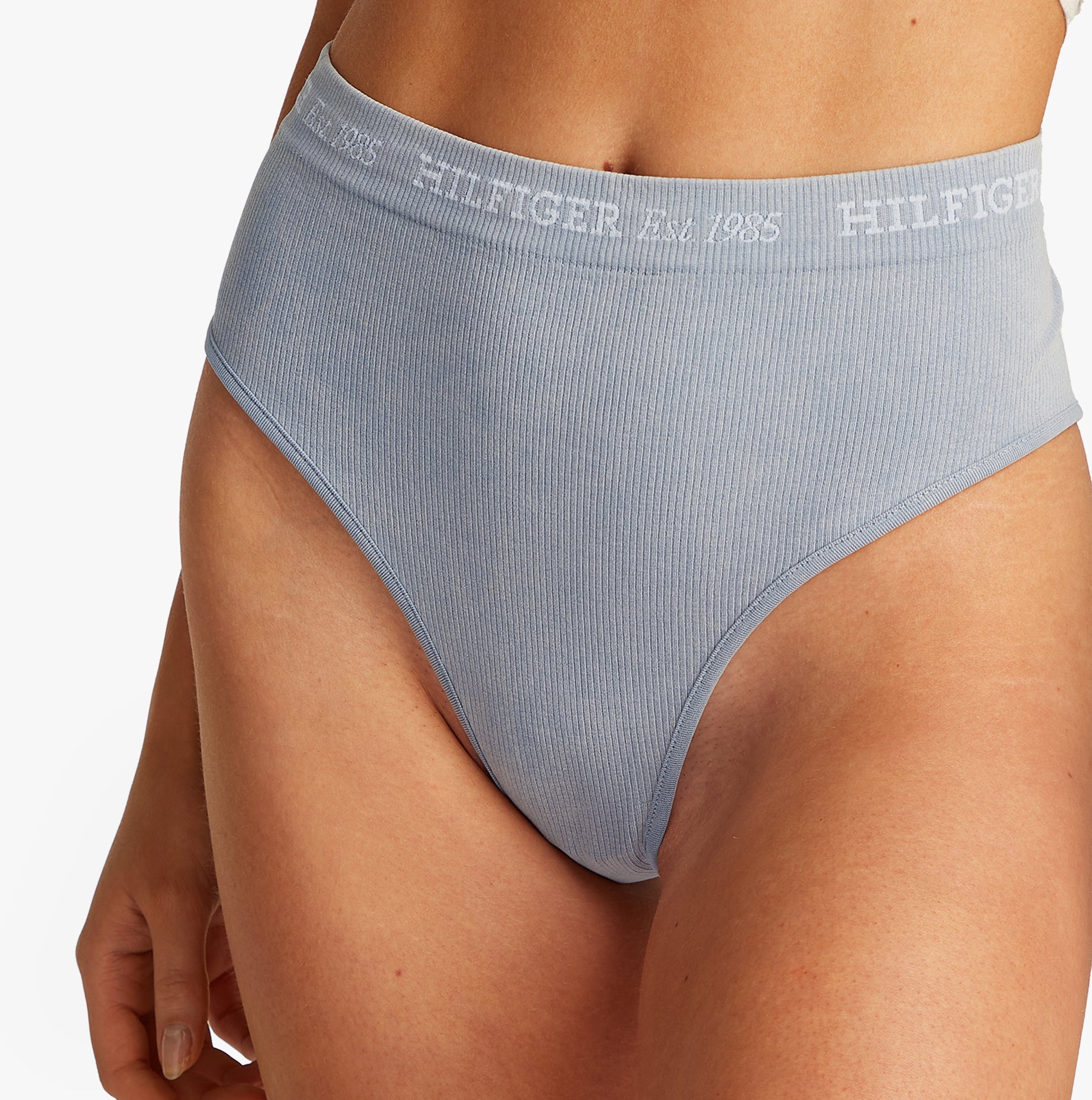 Tommy Hilfiger RIBBED Womens High Rise Briefs Brisk Blue