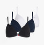 Tommy Hilfiger HERITAGE LOGO Womens 3 Pack Triangle Bras Black/ Navy Rib/ White