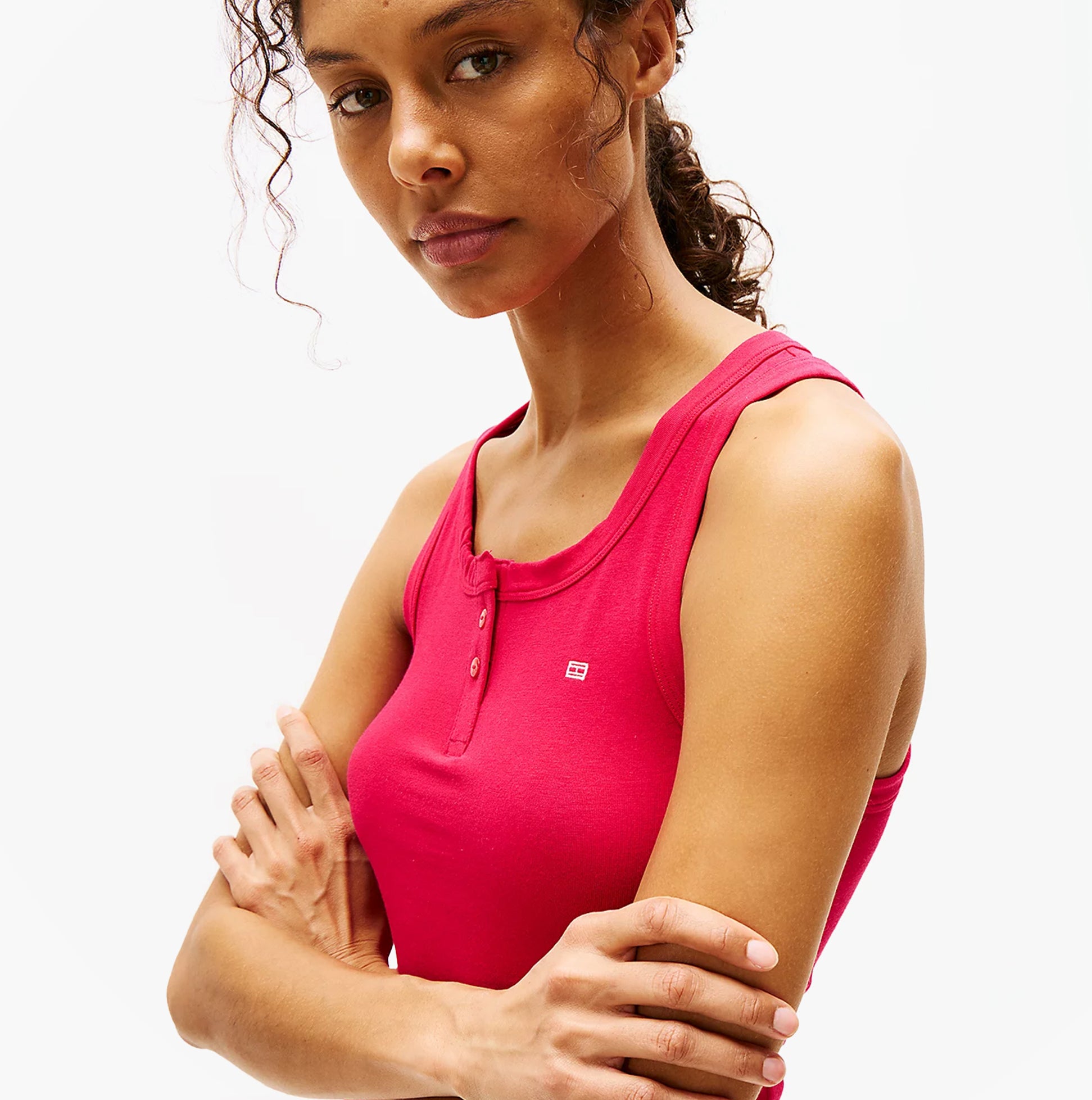 Tommy Hilfiger LOGO Womens Racerback Pyjama Set Vivacious Pink