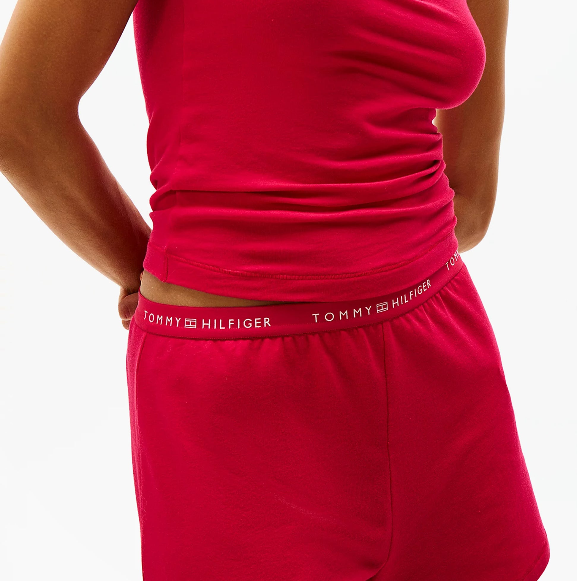 Tommy Hilfiger LOGO Womens Racerback Pyjama Set Vivacious Pink