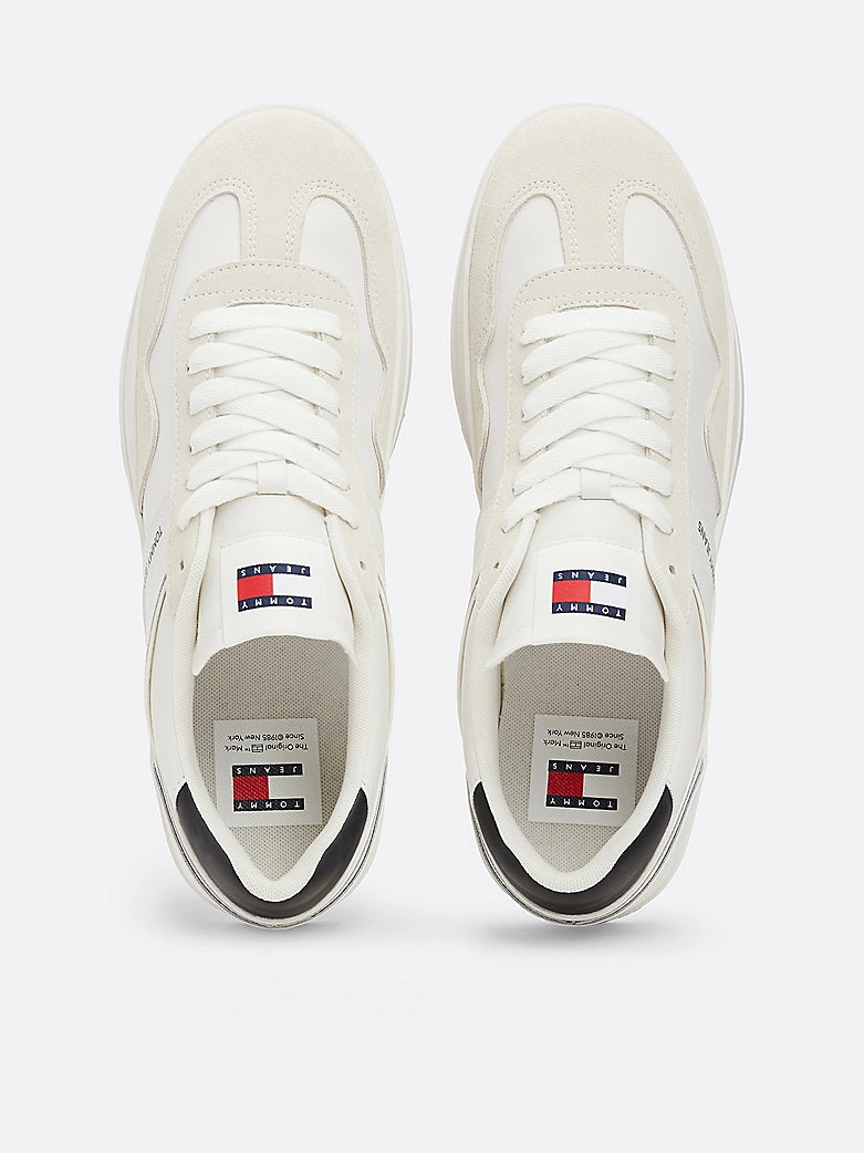 Tommy Hilfiger RETRO Suede Trainers Mens Ecru