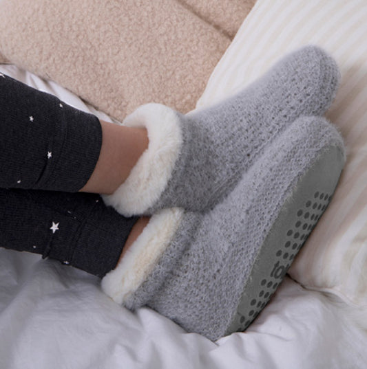 Totes Isotoner KNITTED TEXTURE Womens Bootie Grey: One Size