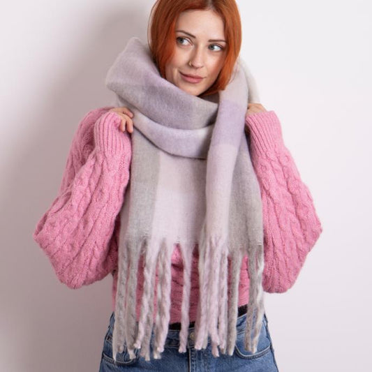 Totes Toasties CHUNKY CHECK WOVEN Womens Lilac / Cream