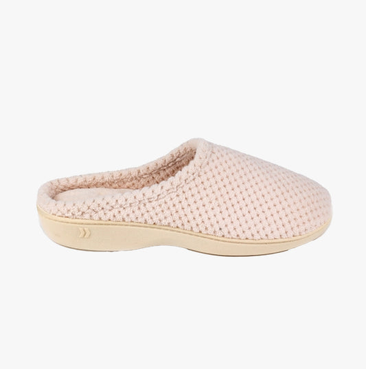 Totes Isotoner POPCORN TERRY Womens Mule Slippers Natural
