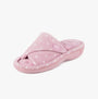 Totes Isotoner POPCORN TURNOVER OPEN TOE Womens Mule Slippers Pink Spot