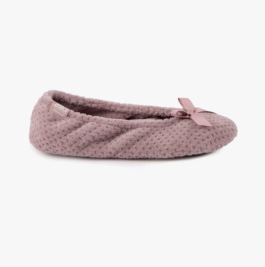 Totes Isotoner POPCORN Ballet Slippers Womens Dusky Pink