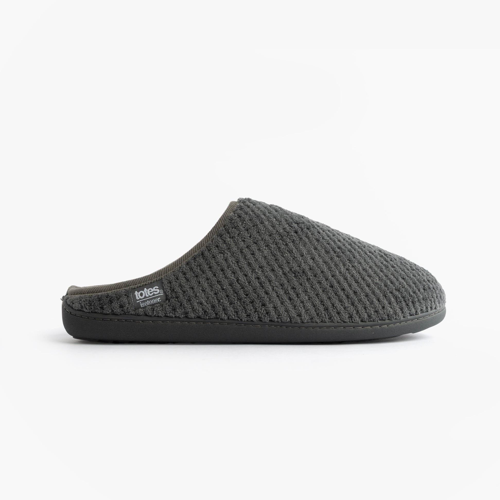 Totes Isotoner SWEPT BACK POPCORN MULE Mens Mule Slippers Grey