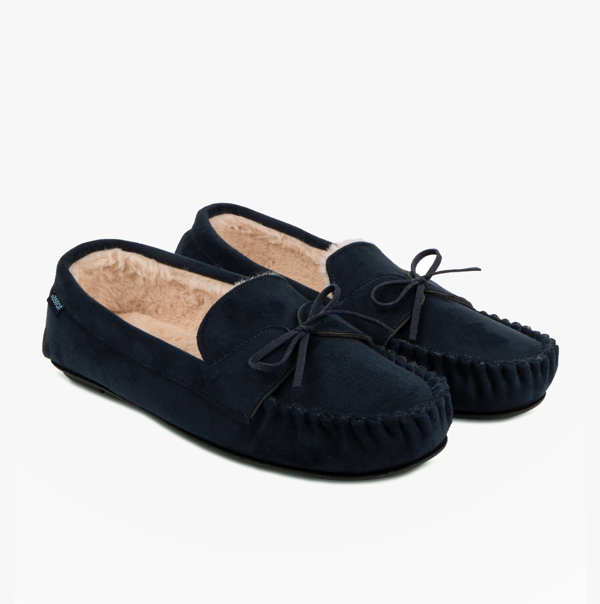 Totes Toasties SUEDETTE Moccasin Sippers Mens Navy